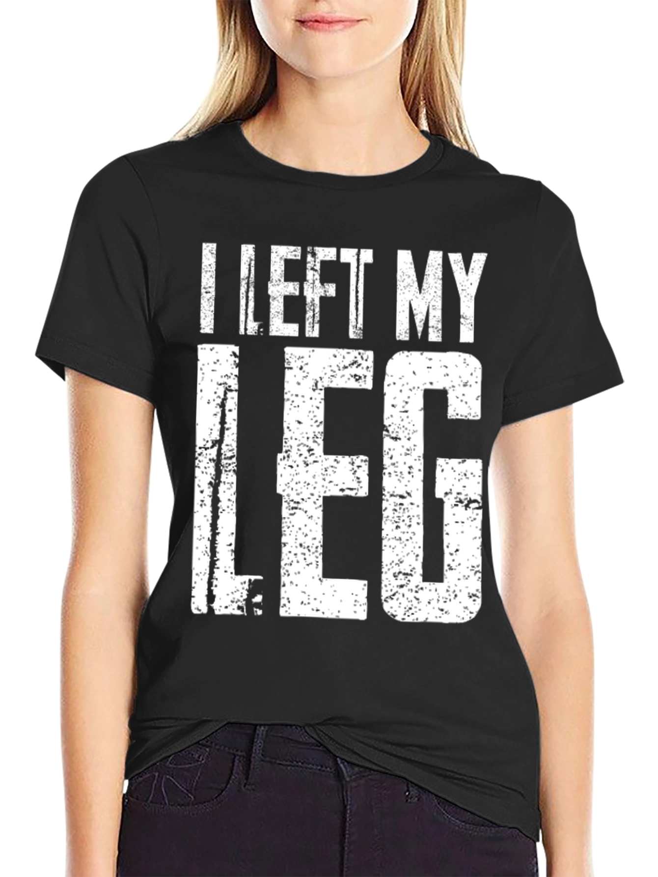 Black I Left My Leg T-Shirt - Humor Tee view 2
