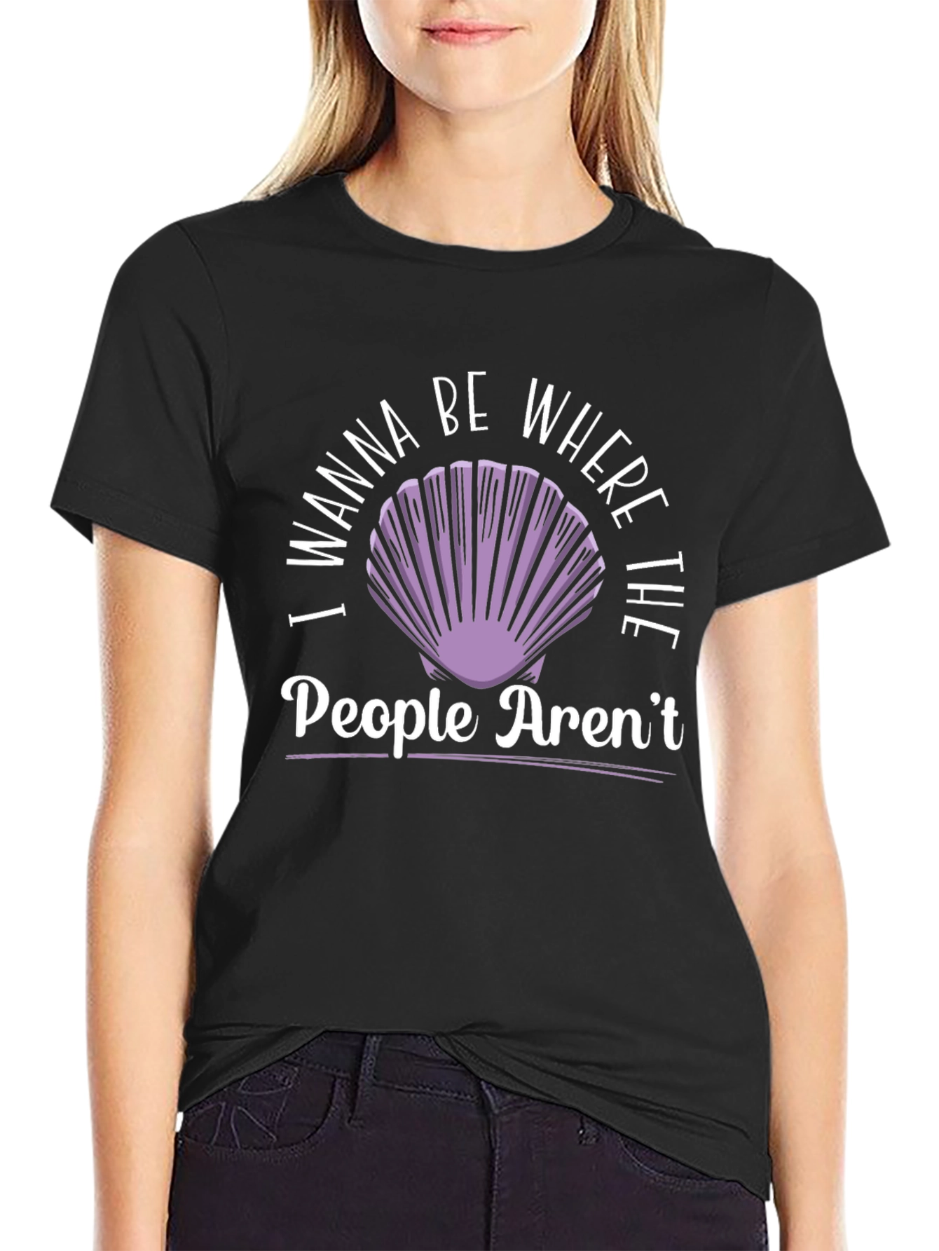 Black I Wanna Be Where The People Aren't T-Shirt view 2