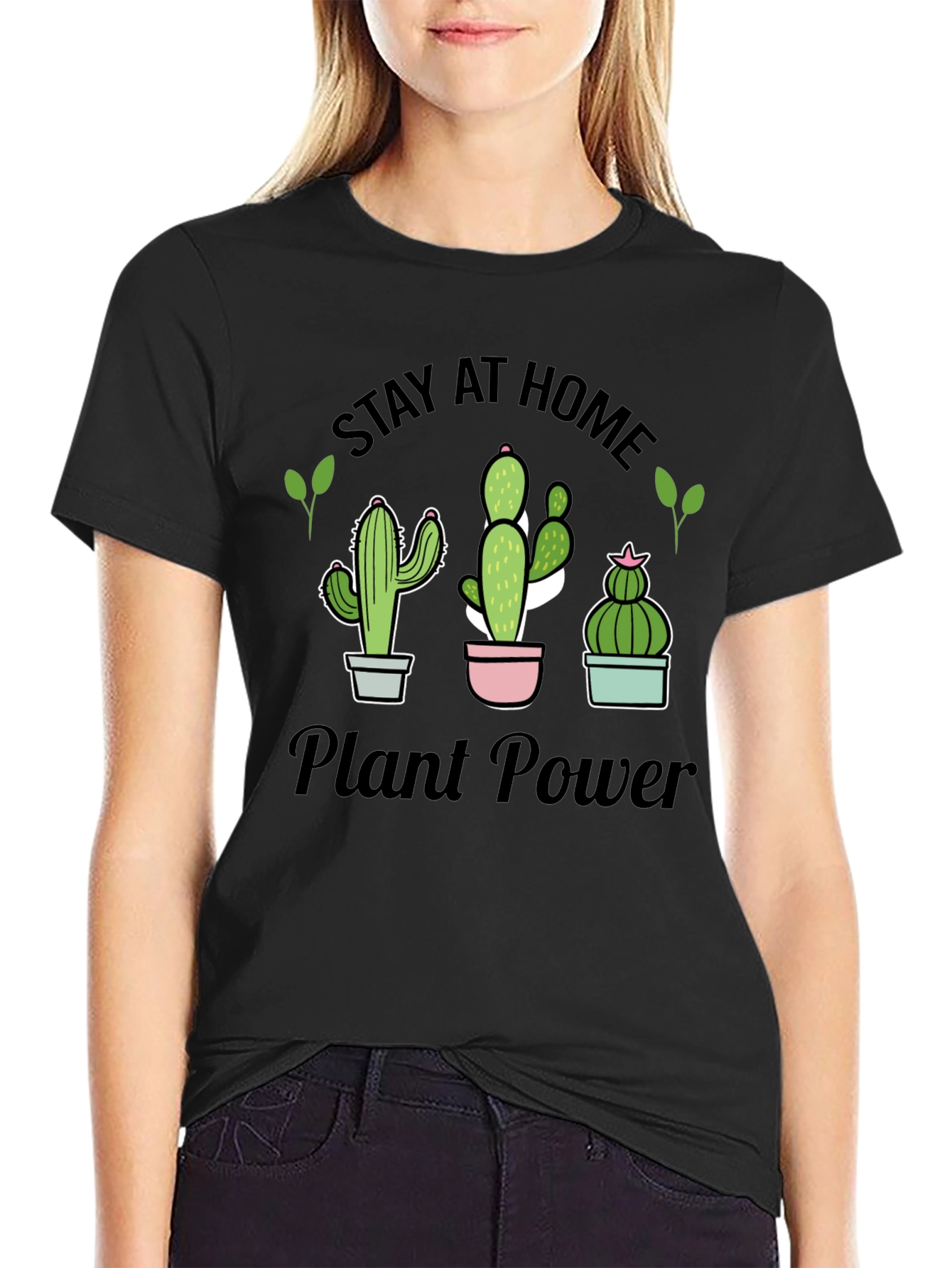 Stay At Home Plant Power T-Shirt Cactus Lover Tee - 2