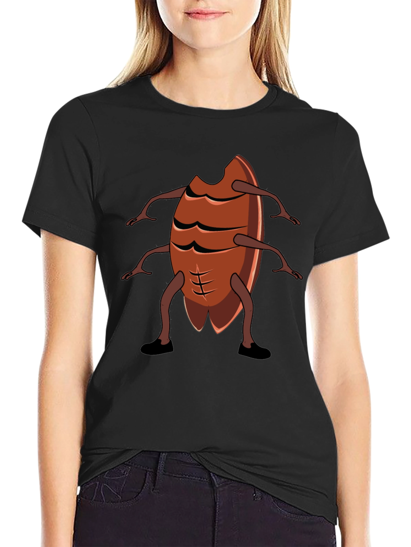 Black Cockroach Bodybuilder Graphic Tee - Funny Insect Gym Shirt view 2