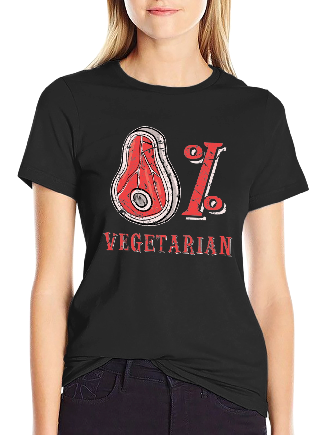 Black 81% Vegetarian Graphic Tee - Humor T-Shirt view 2