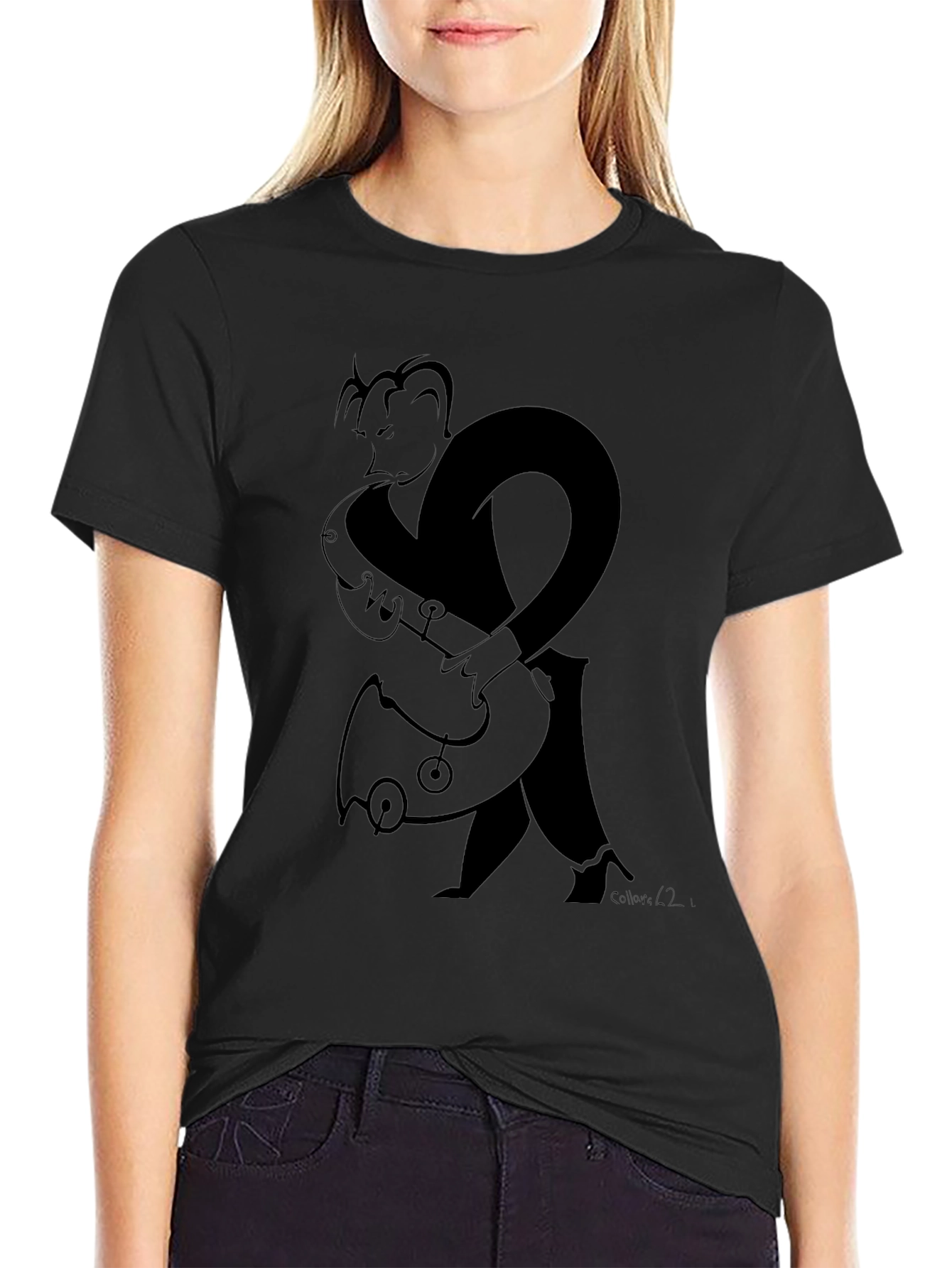 Black Saxophone Player Graphic Tee - Black view 2