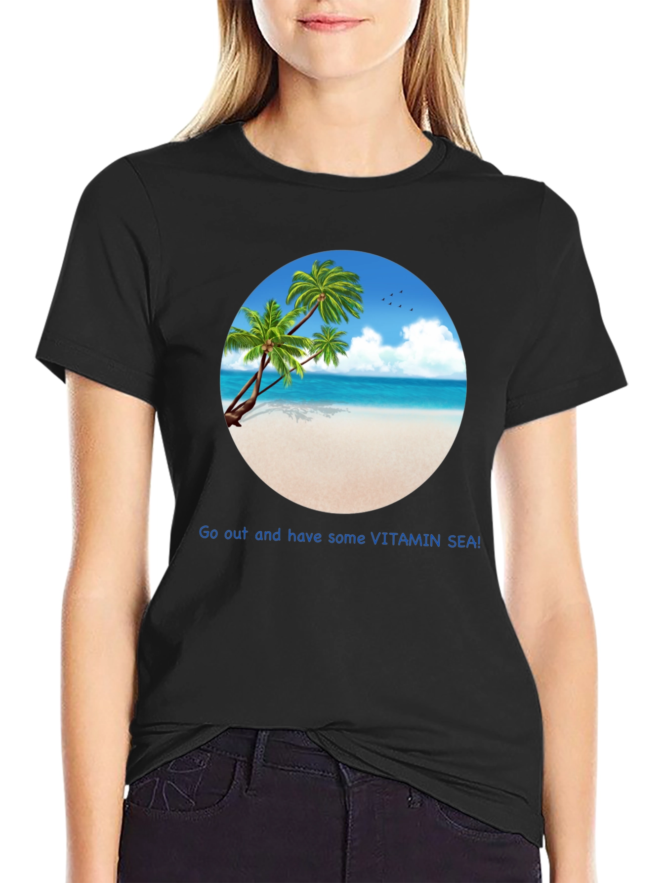 Black Vitamin Sea Beach T-Shirt - Vacation Ready! view 2