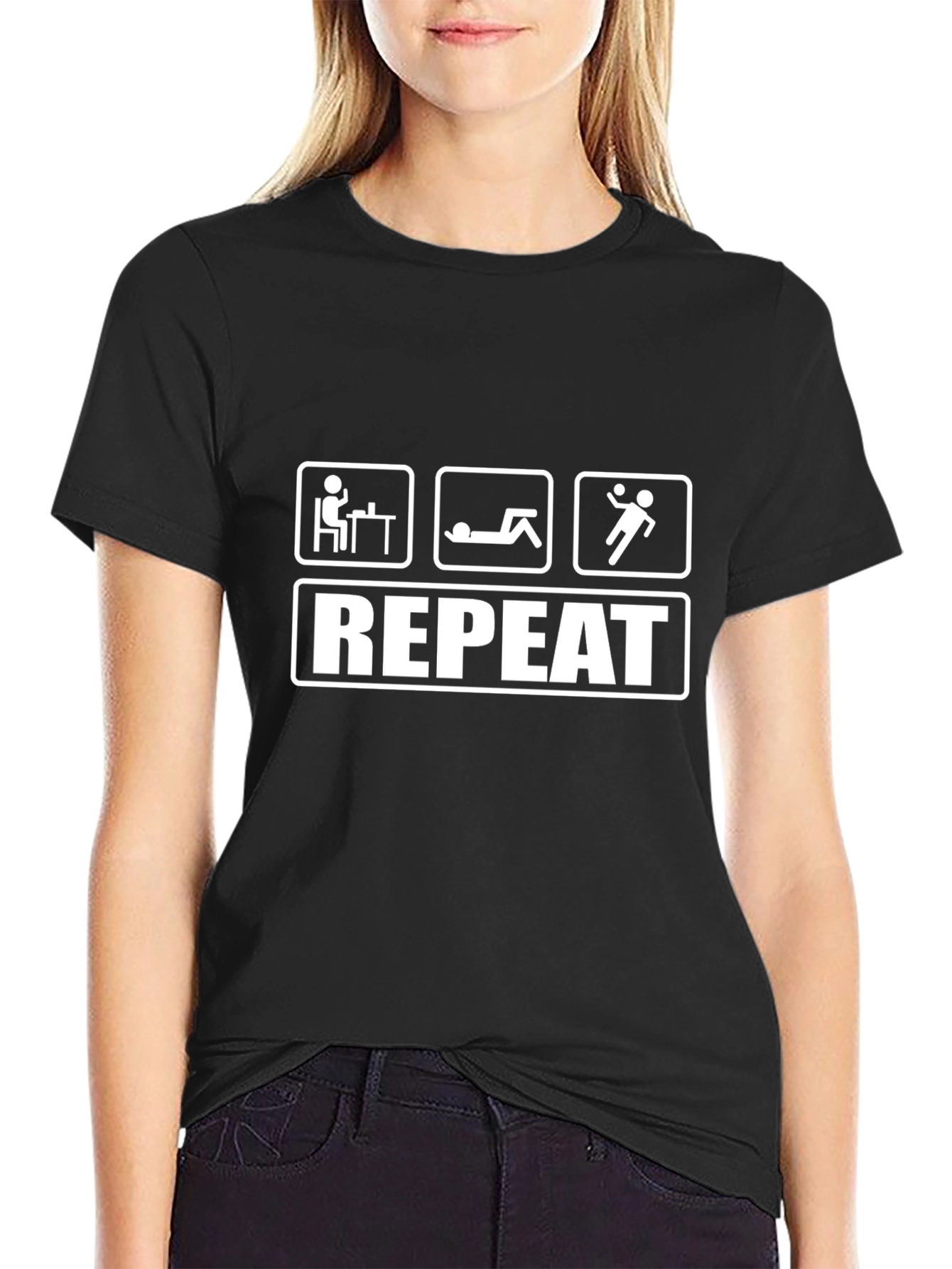 Black Work Rest Play Repeat Graphic T-Shirt view 2