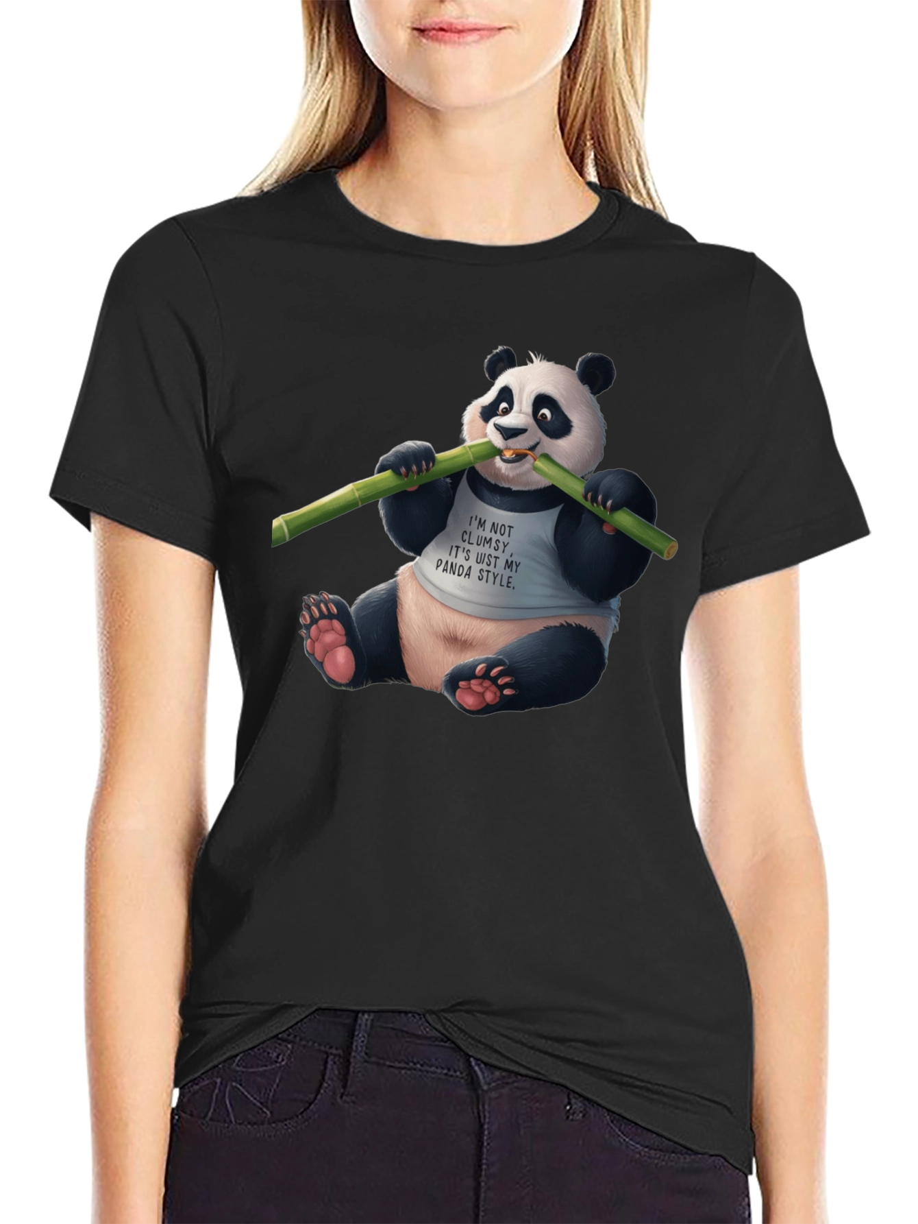 Black Panda Style Black T-Shirt view 2