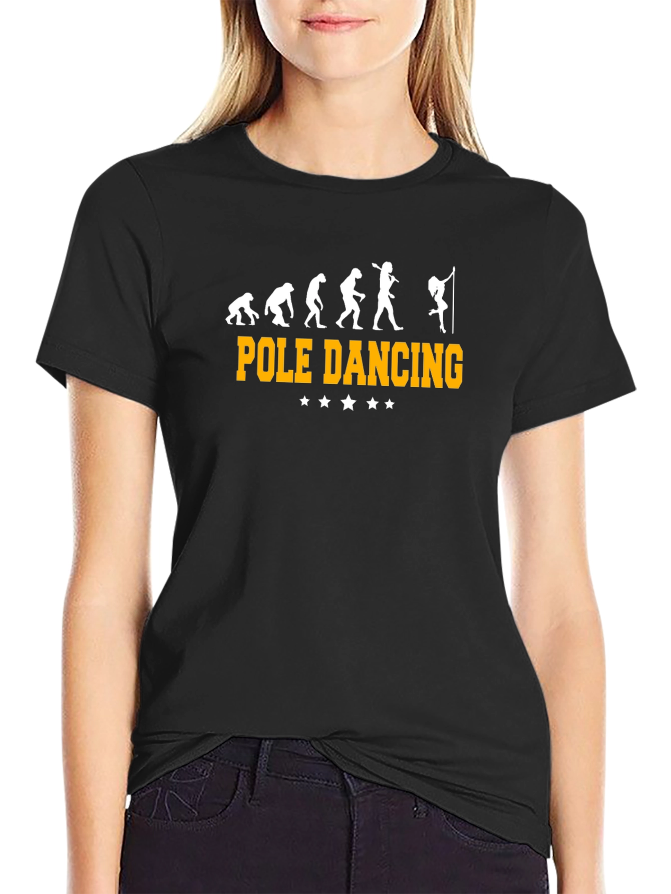 Black Pole Dancing Evolution Funny Black T-Shirt view 2