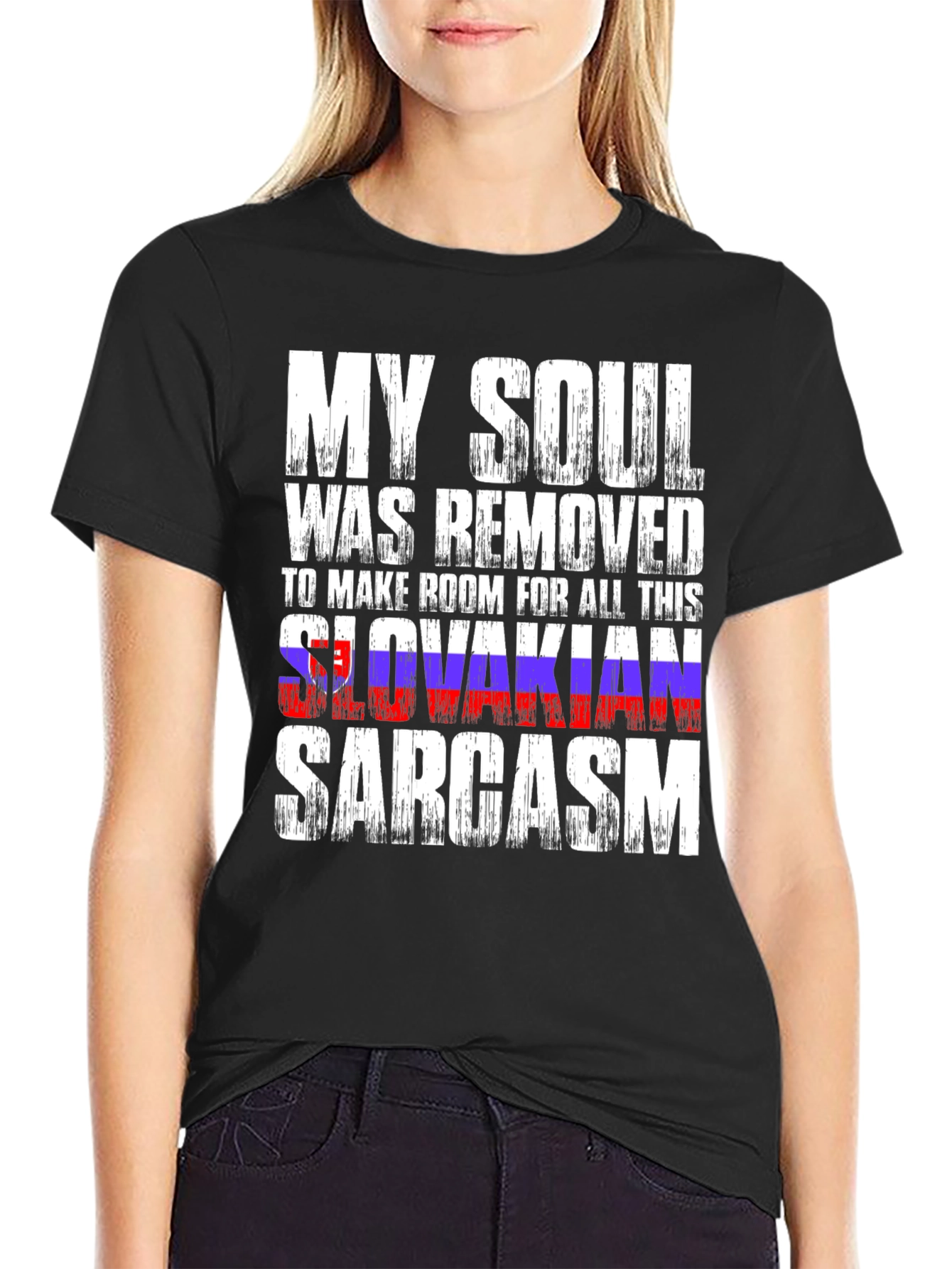 Black Slovakian Sarcasm T-Shirt - Funny Humor Tee view 2