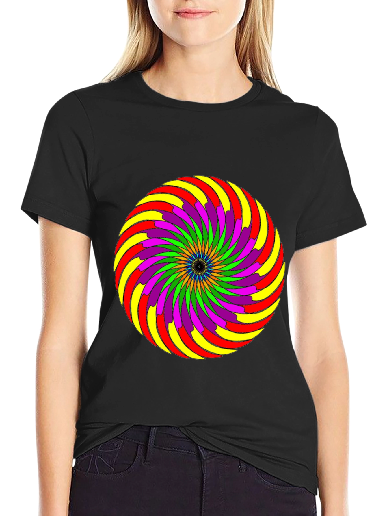Black Psychedelic Swirl Graphic Tee - Black view 2