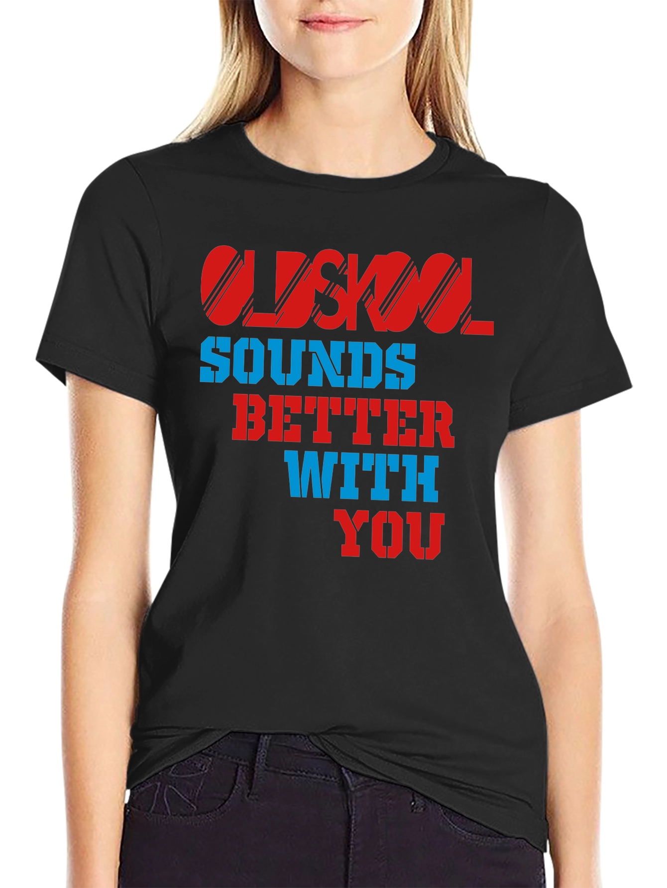 Black Oldskool Sounds Better With You T-Shirt view 2