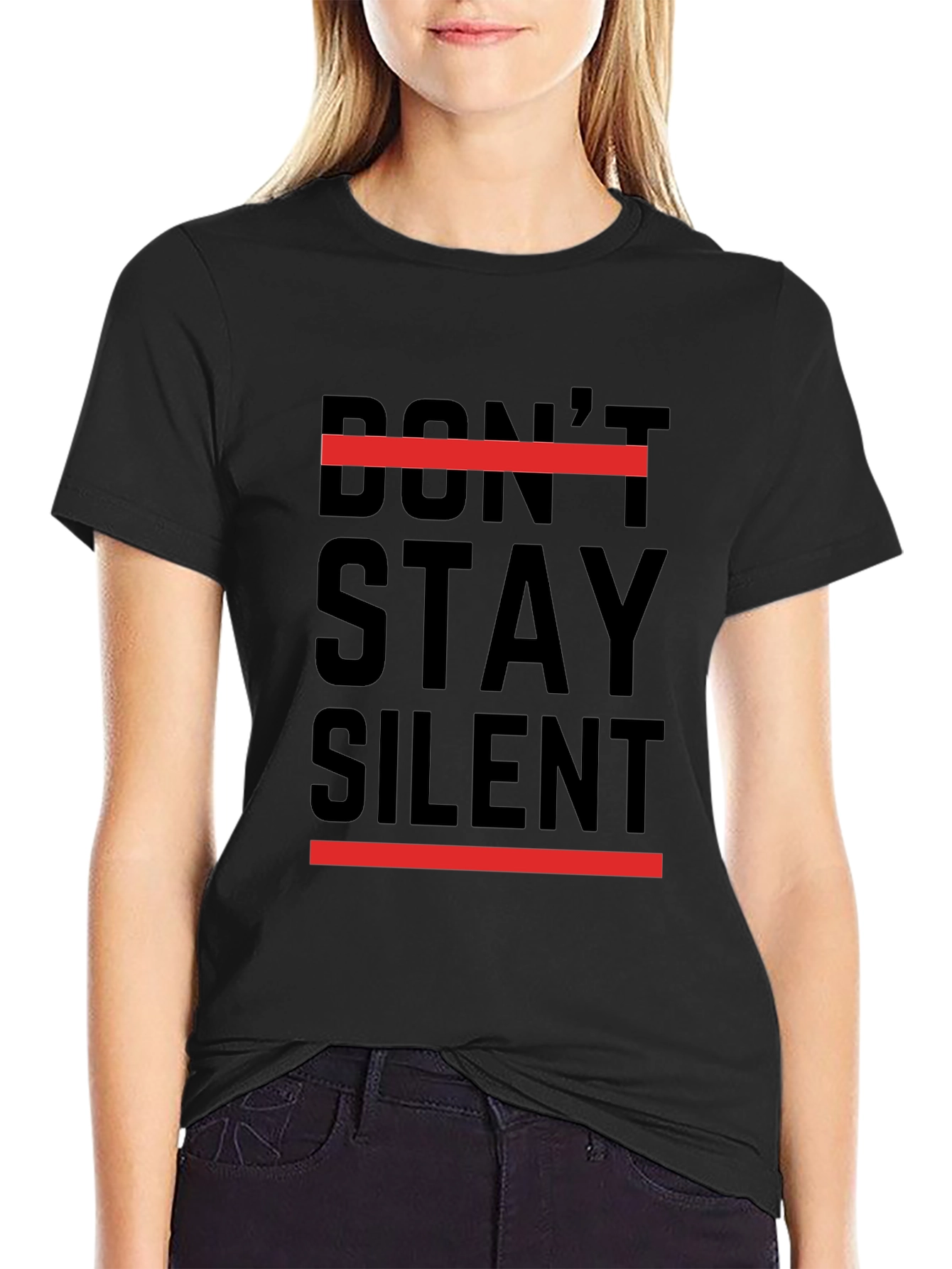 Black Don't Stay Silent Graphic Tee - Black view 2