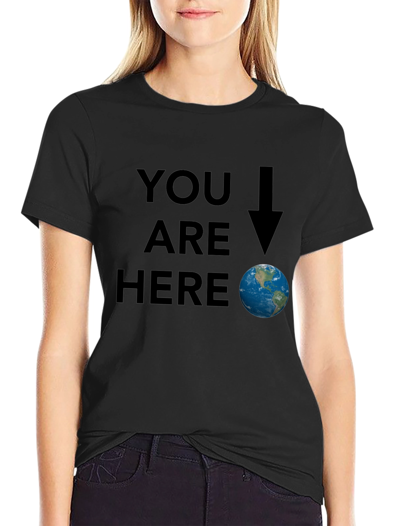 Black You Are Here Earth Graphic Tee - Black view 2