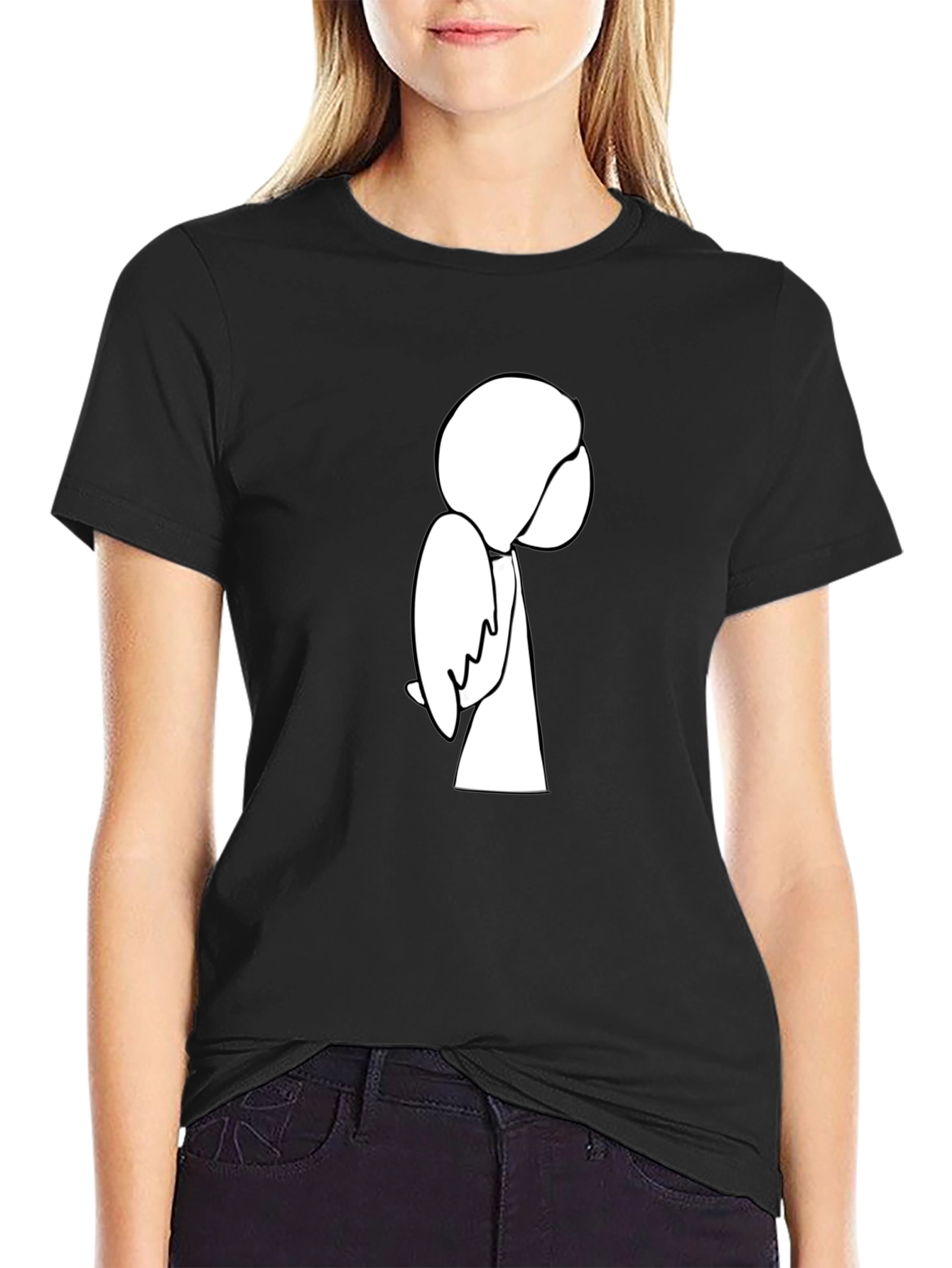 Black Minimalist Line Art Graphic T-Shirt view 2