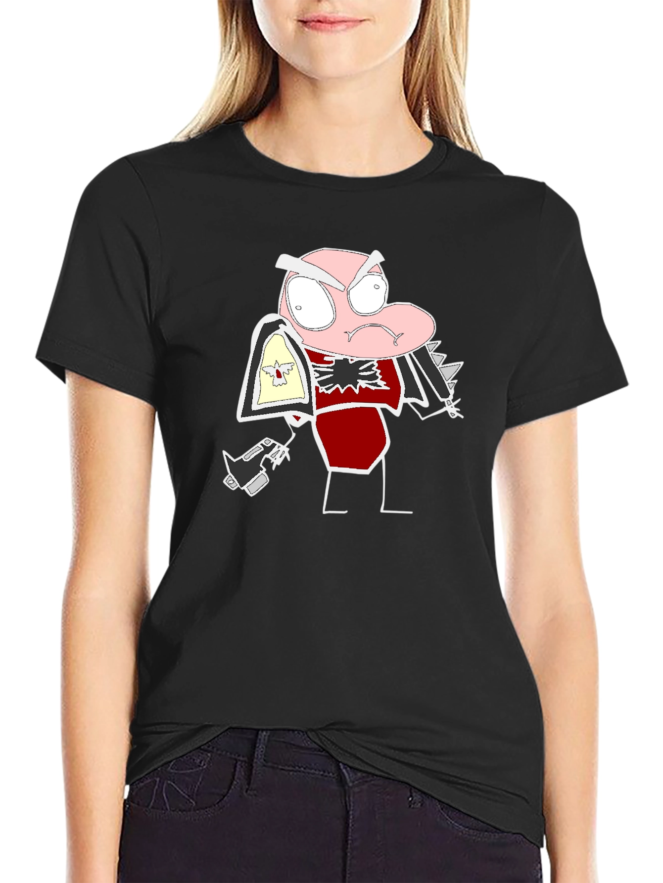 Black Cartoon Character T-Shirt view 2