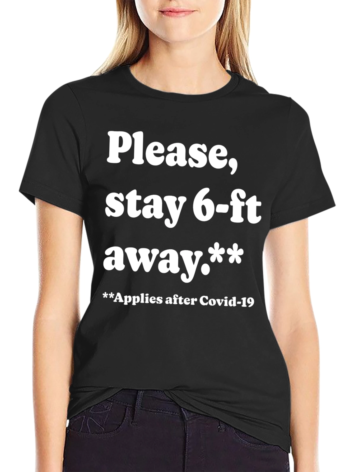 Black Funny "Stay 6-ft Away" Graphic Tee view 2