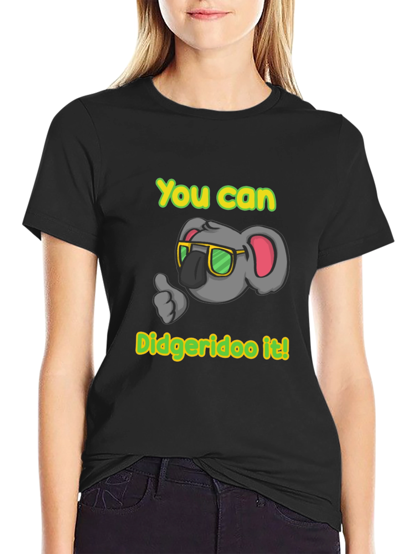 Black Funny Koala Didgeridoo T-Shirt view 2
