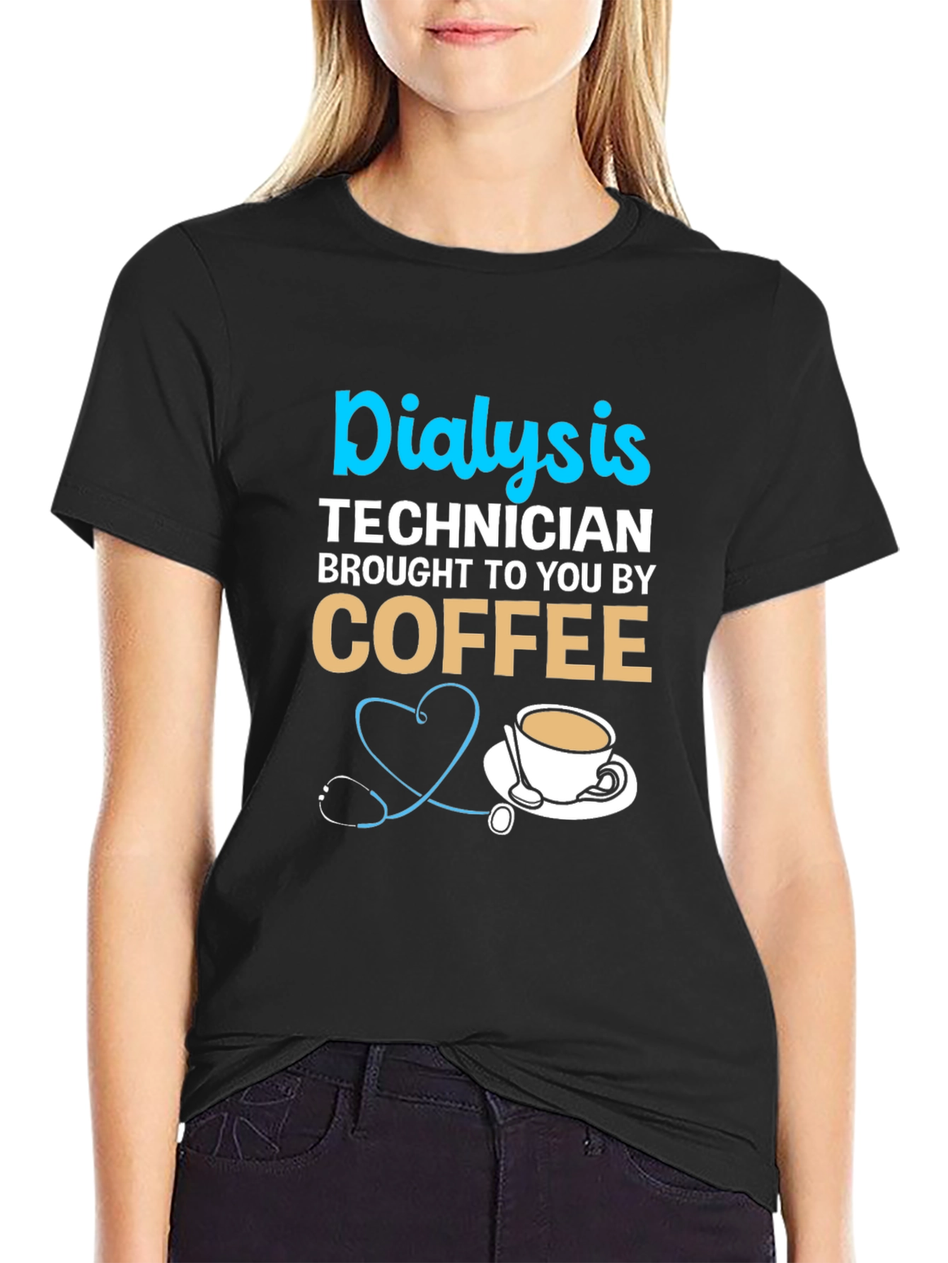Black Dialysis Technician Coffee T-Shirt view 2