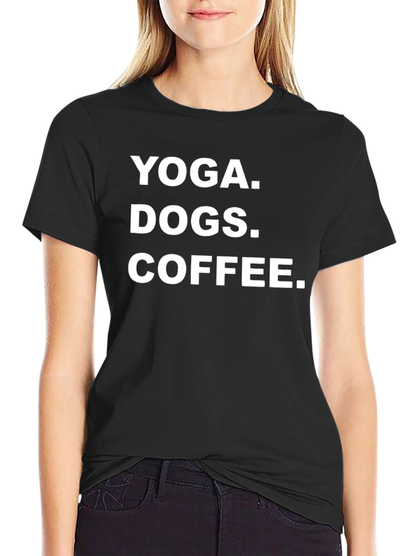 Black Yoga Dogs Coffee Graphic Tee - Black Cotton T-Shirt view 2