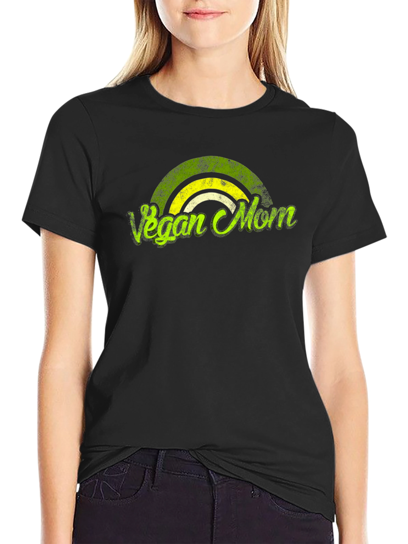 Black Vegan Mom T-Shirt Black Graphic Tee view 2
