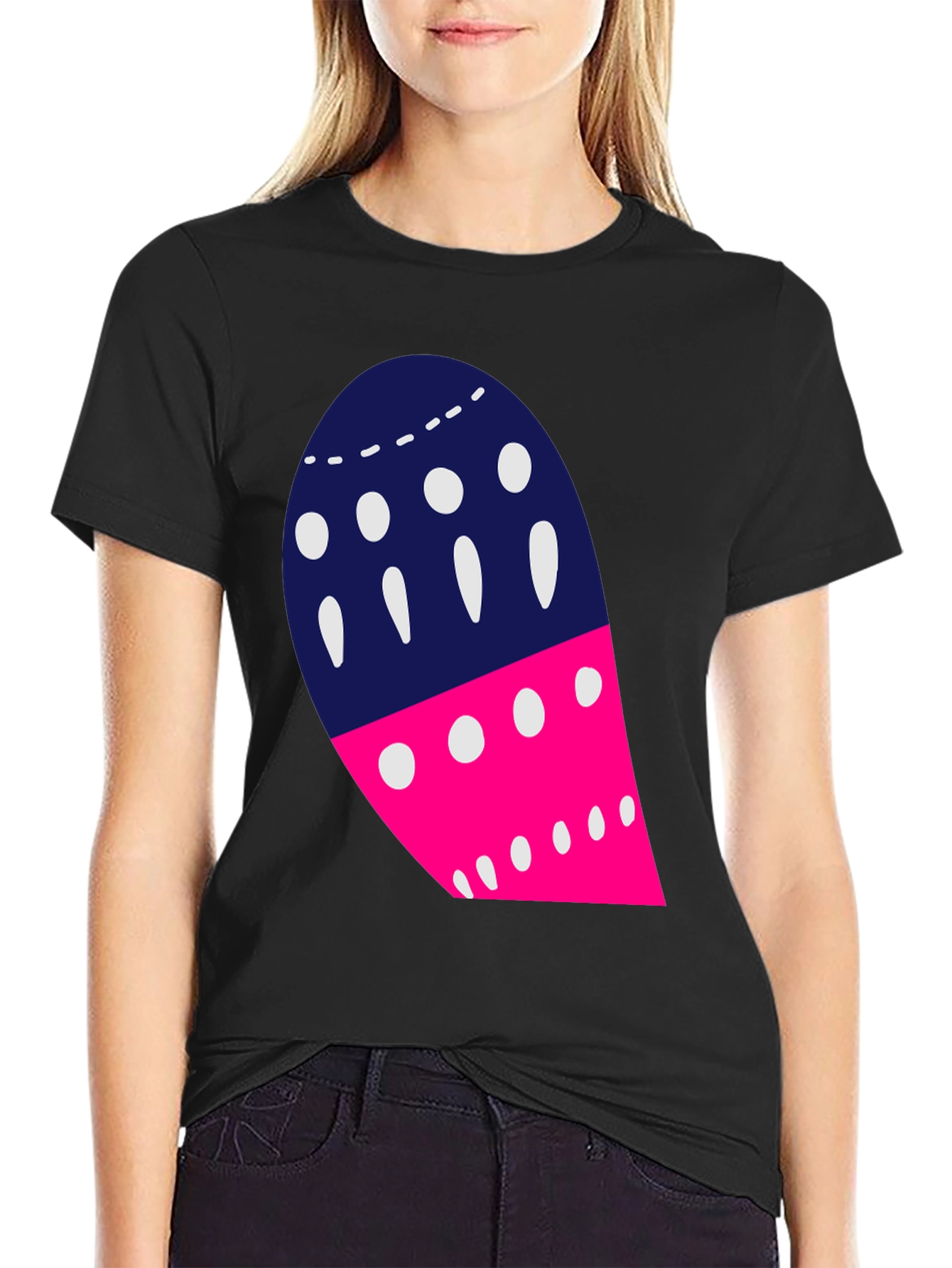Black Abstract Graphic Tee - Modern Design Shirt view 2