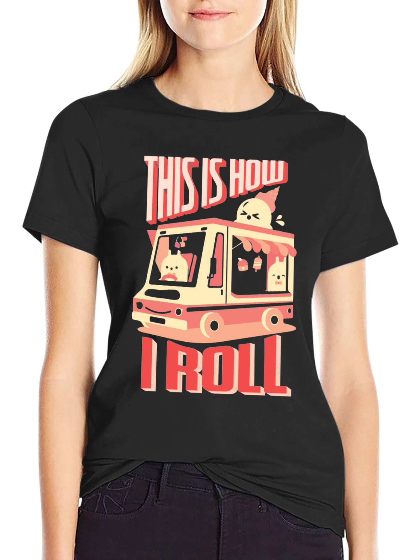 Black This is How I Roll T-Shirt - Ice Cream Truck Graphic Tee view 2