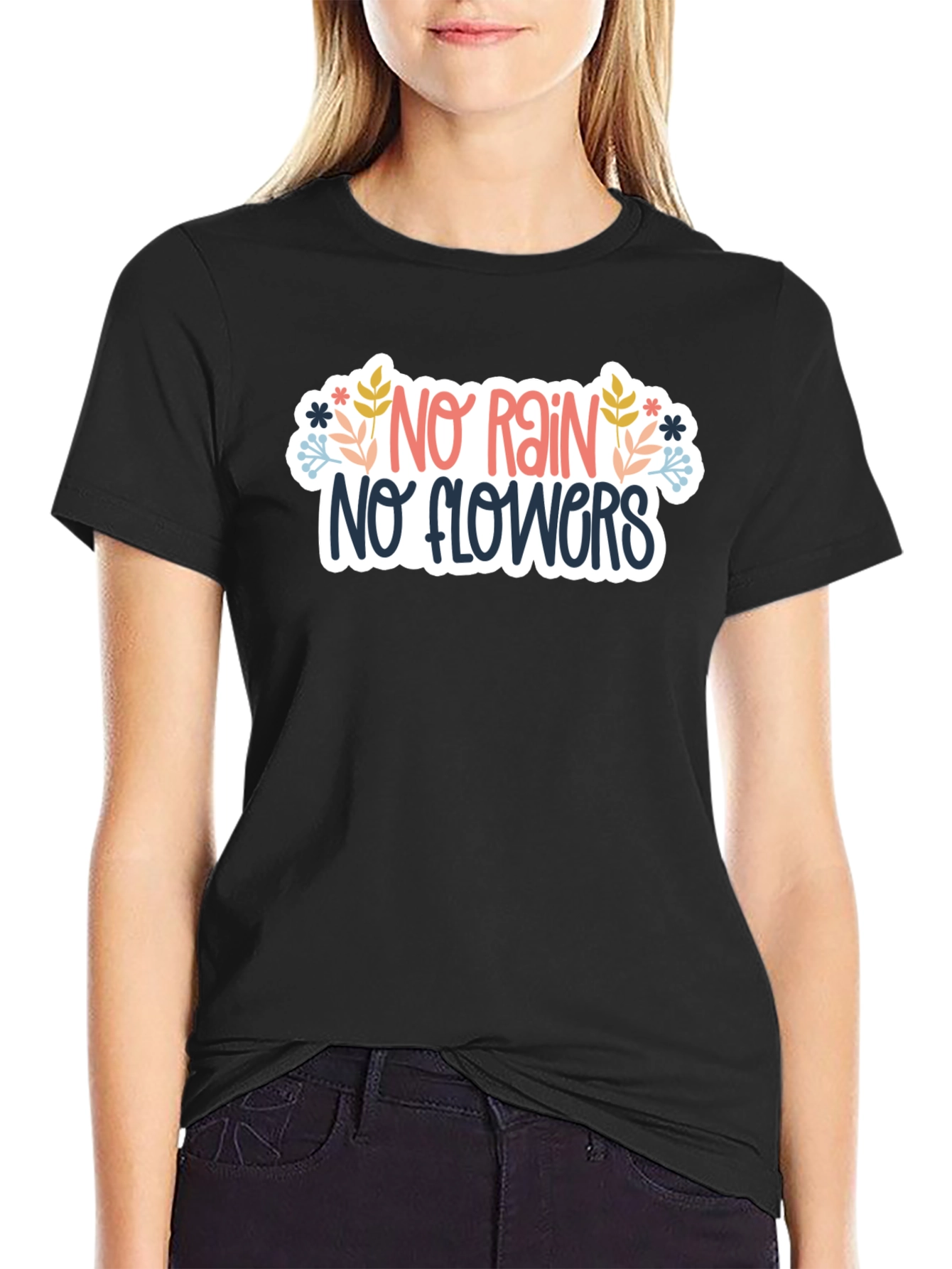 Black No Rain No Flowers Graphic Tee - Black view 2