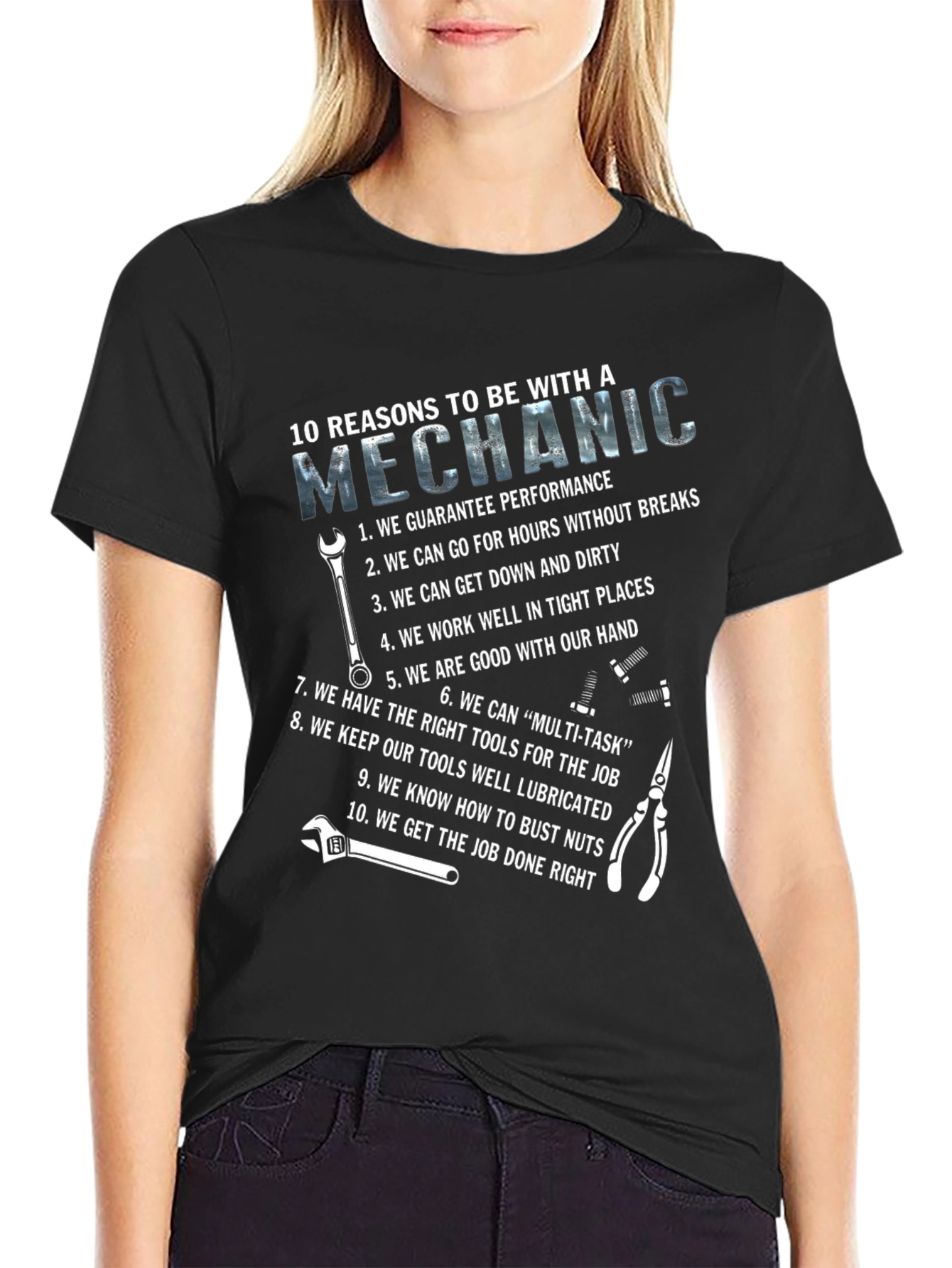 Black Mechanic Reasons Graphic T-Shirt view 2