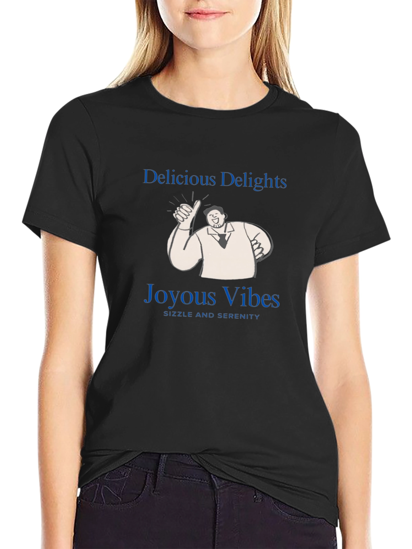 Black Delicious Delights T-Shirt - Joyous Vibes, Sizzle & Serenity! view 2