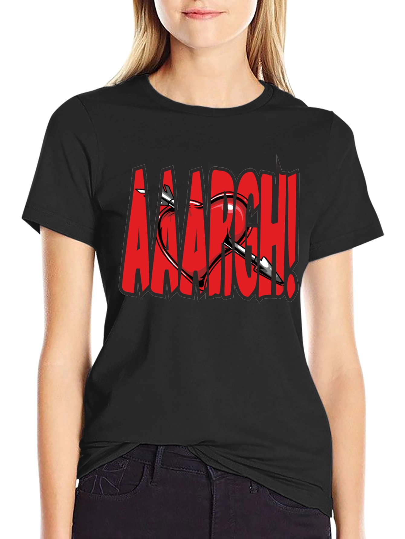 Black Heart Arrow Graphic Tee - Bold Statement Shirt view 2