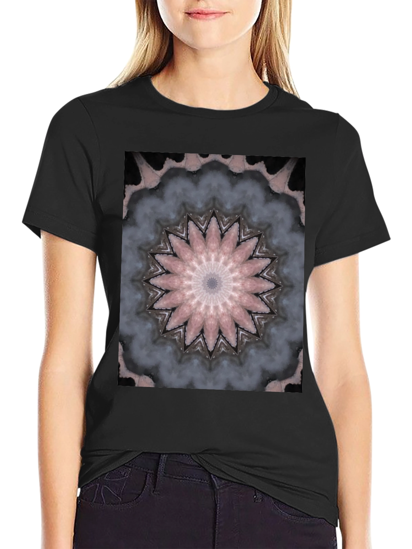 Black Mandala T-Shirt - Unique Graphic Tee view 2