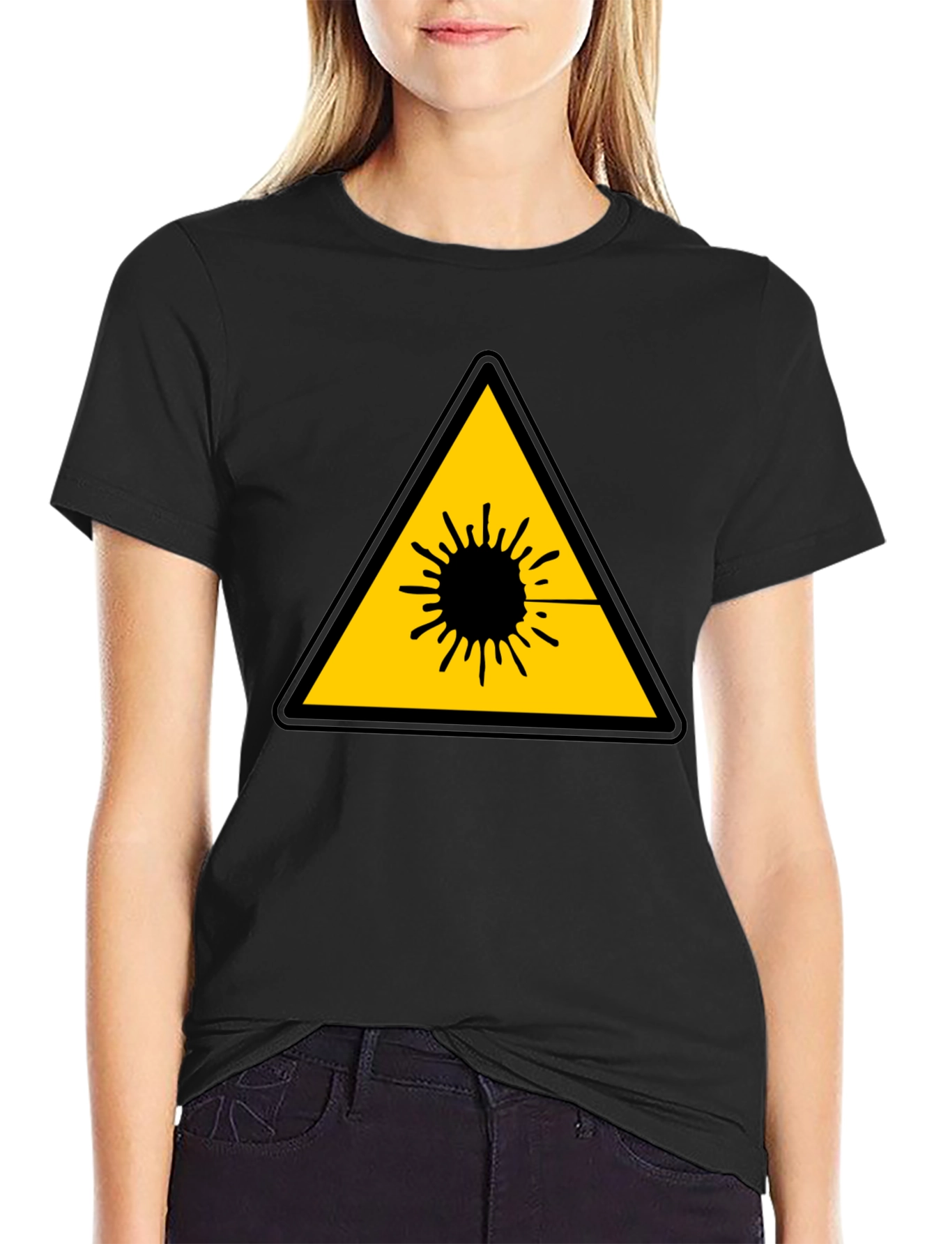 Black Laser Hazard Black T-Shirt - Warning Graphic Tee view 2