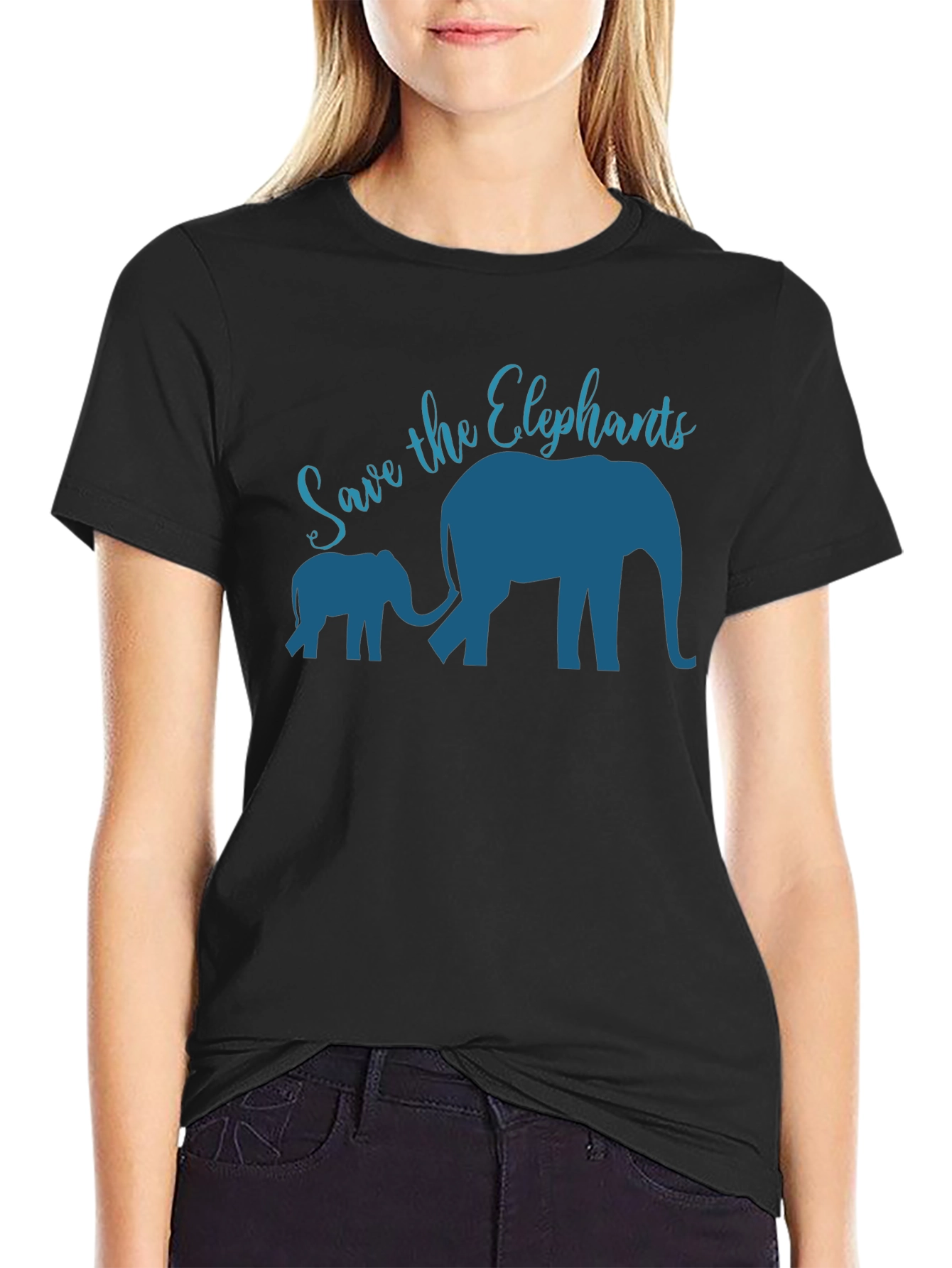 Black Save the Elephants Graphic Tee view 2
