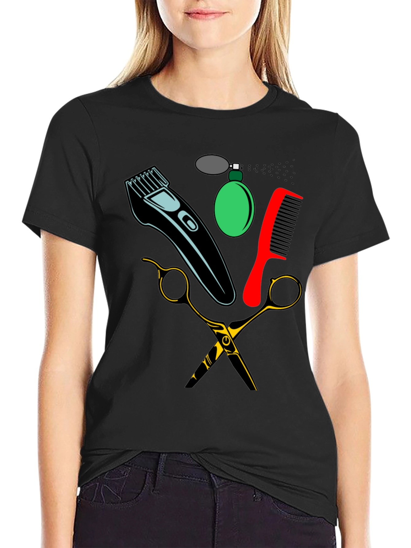 Black Barber Tools Graphic Tee - Black view 2