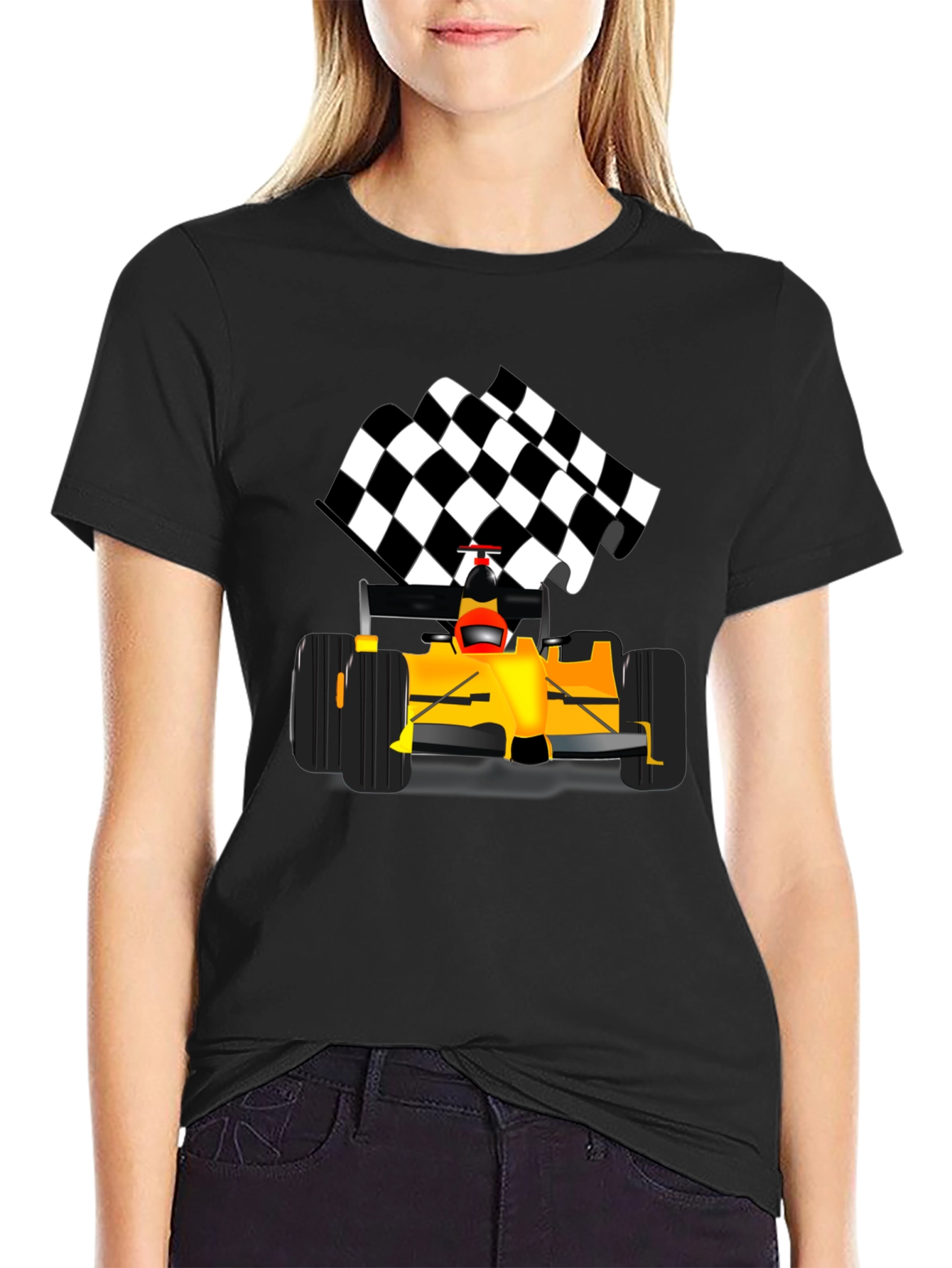 Black Formula Race Car T-Shirt view 2