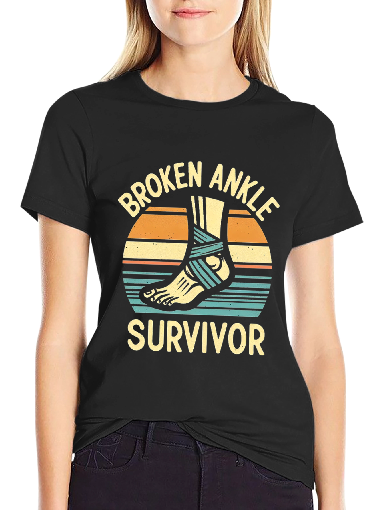 Black Broken Ankle Survivor Graphic T-Shirt view 2