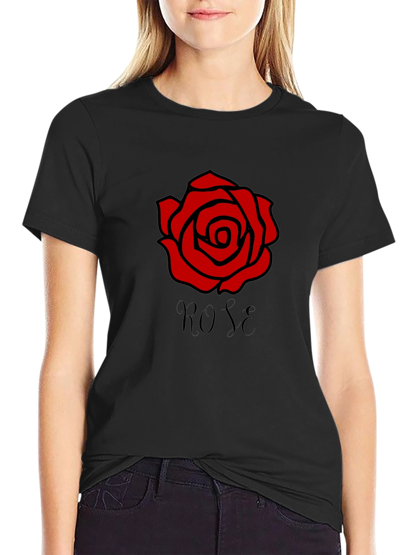 Black Rose Graphic T-Shirt - Stylish Casual Wear view 2