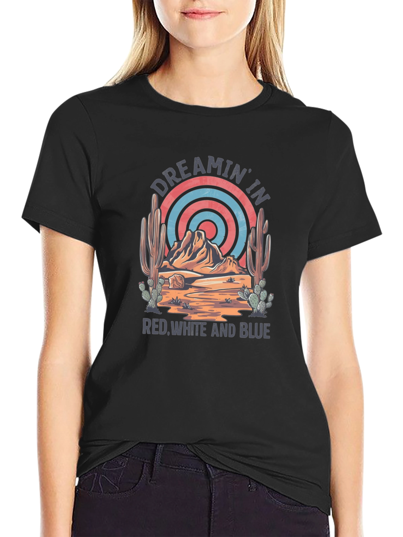Black Dreamin' In Red White And Blue Graphic Tee view 2