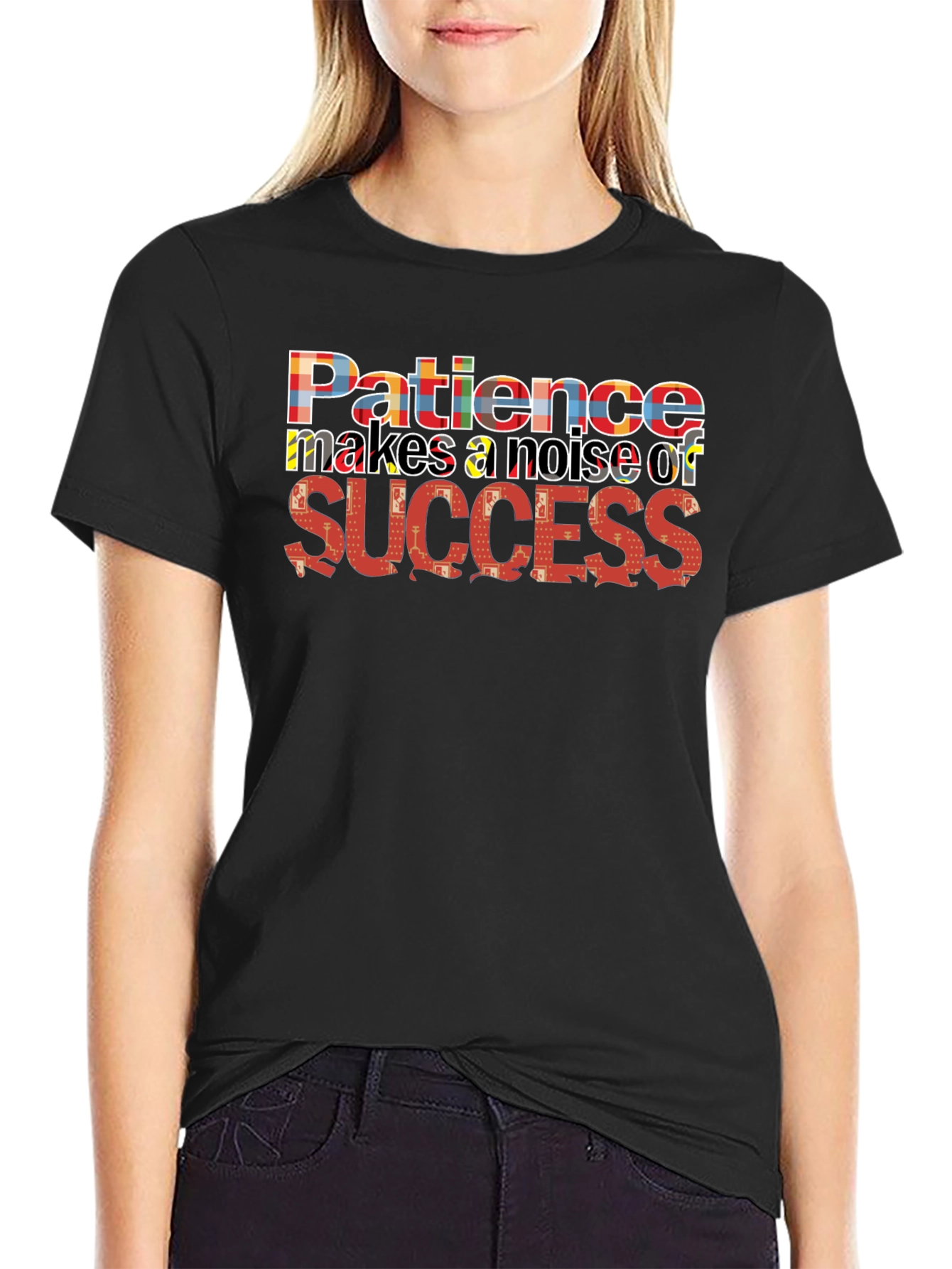 Black Patience Success Graphic Black T-Shirt view 2
