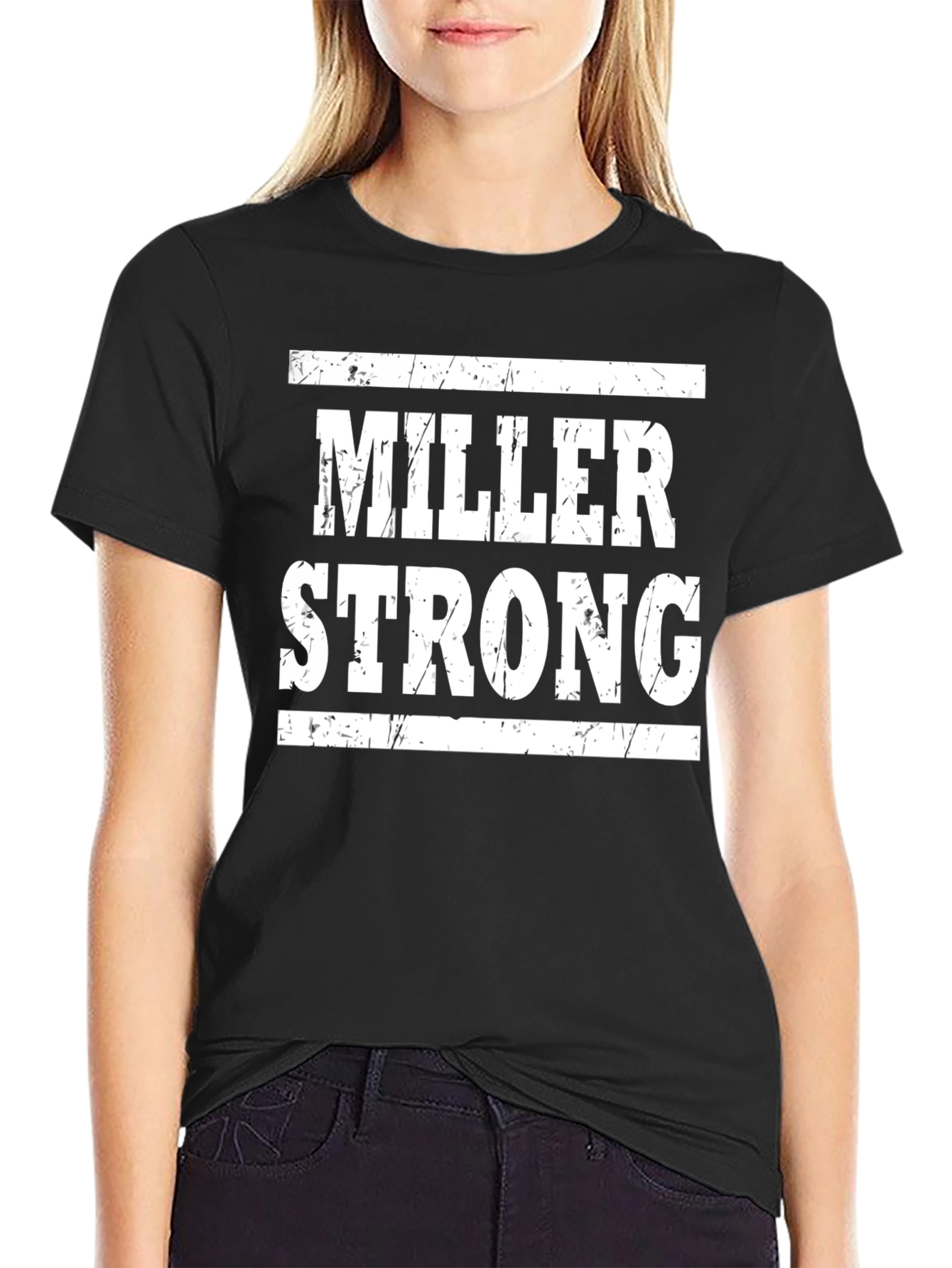 Black Miller Strong Graphic Tee - Black Cotton T-Shirt view 2