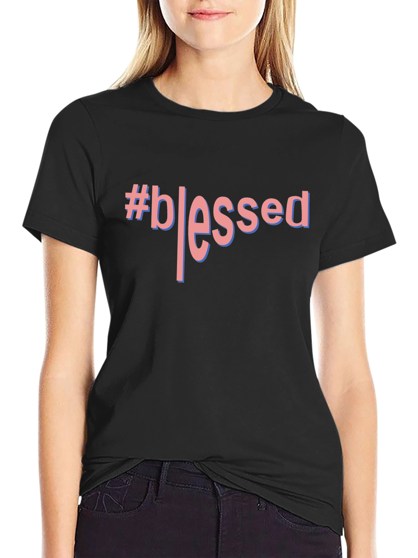 Black #Blessed Graphic T-Shirt - Black Crew Neck Tee view 2