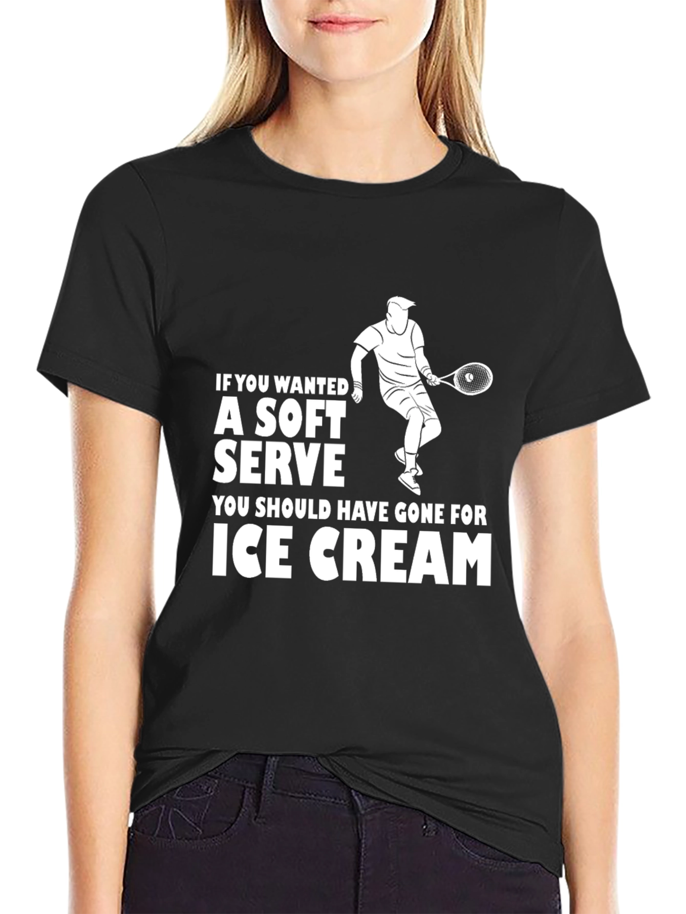 Black Soft Serve Tennis T-Shirt - Funny Player Gift view 2