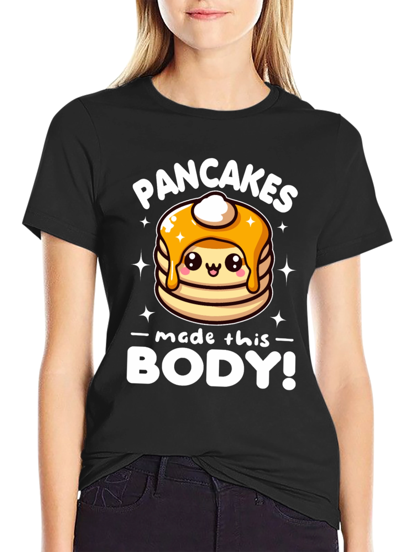 Black Pancakes Made This Body! Funny T-Shirt view 2