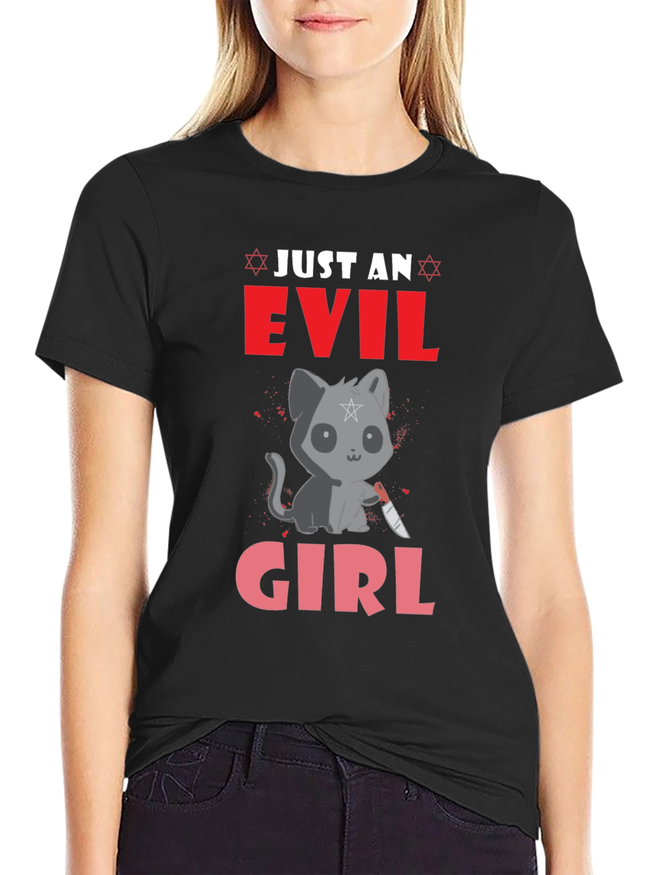 Black Just an Evil Girl T-Shirt view 2