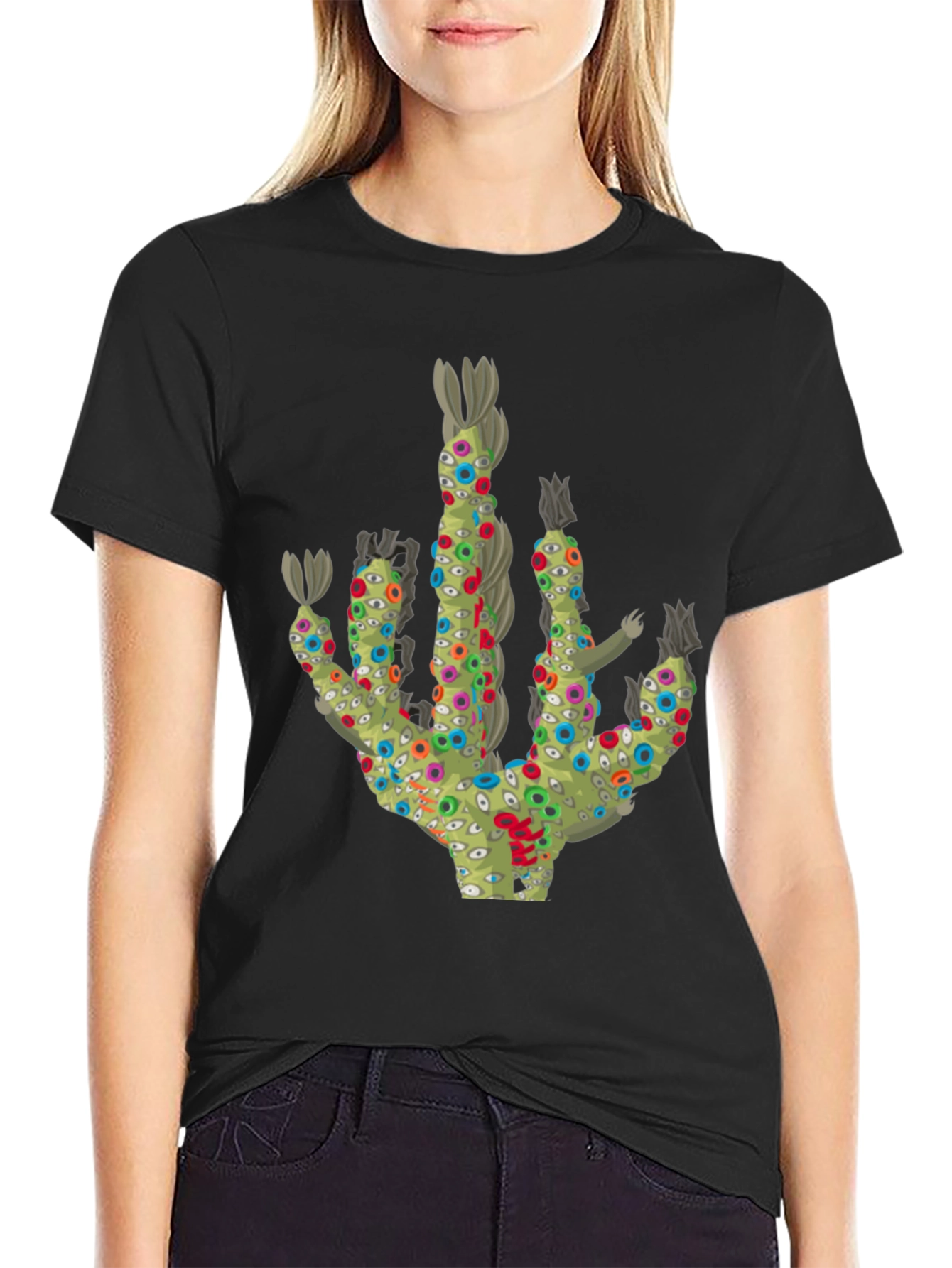 Black Eye-Catching Graphic Tee - Unique Novelty Design view 2