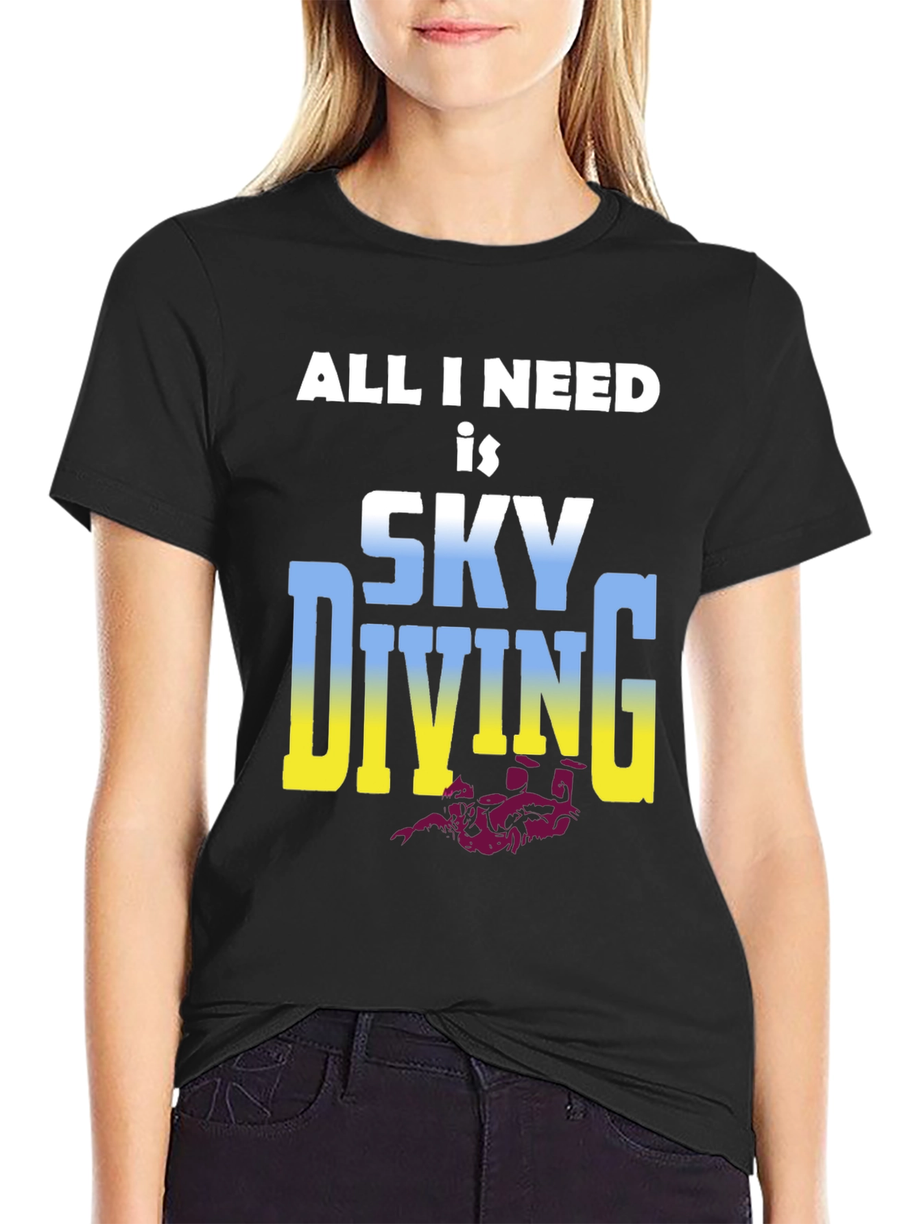 Black Skydiving T-Shirt: All I Need is Skydiving view 2