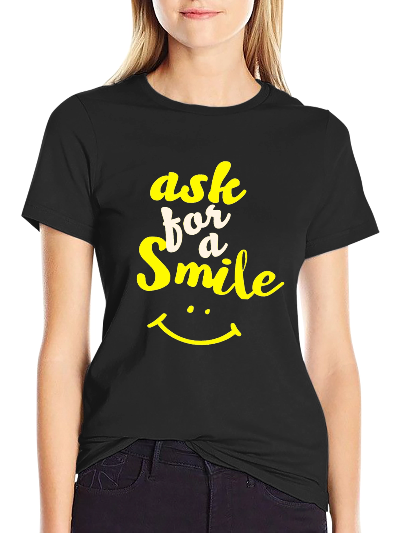 Black Ask for a Smile Graphic Tee - Black view 2
