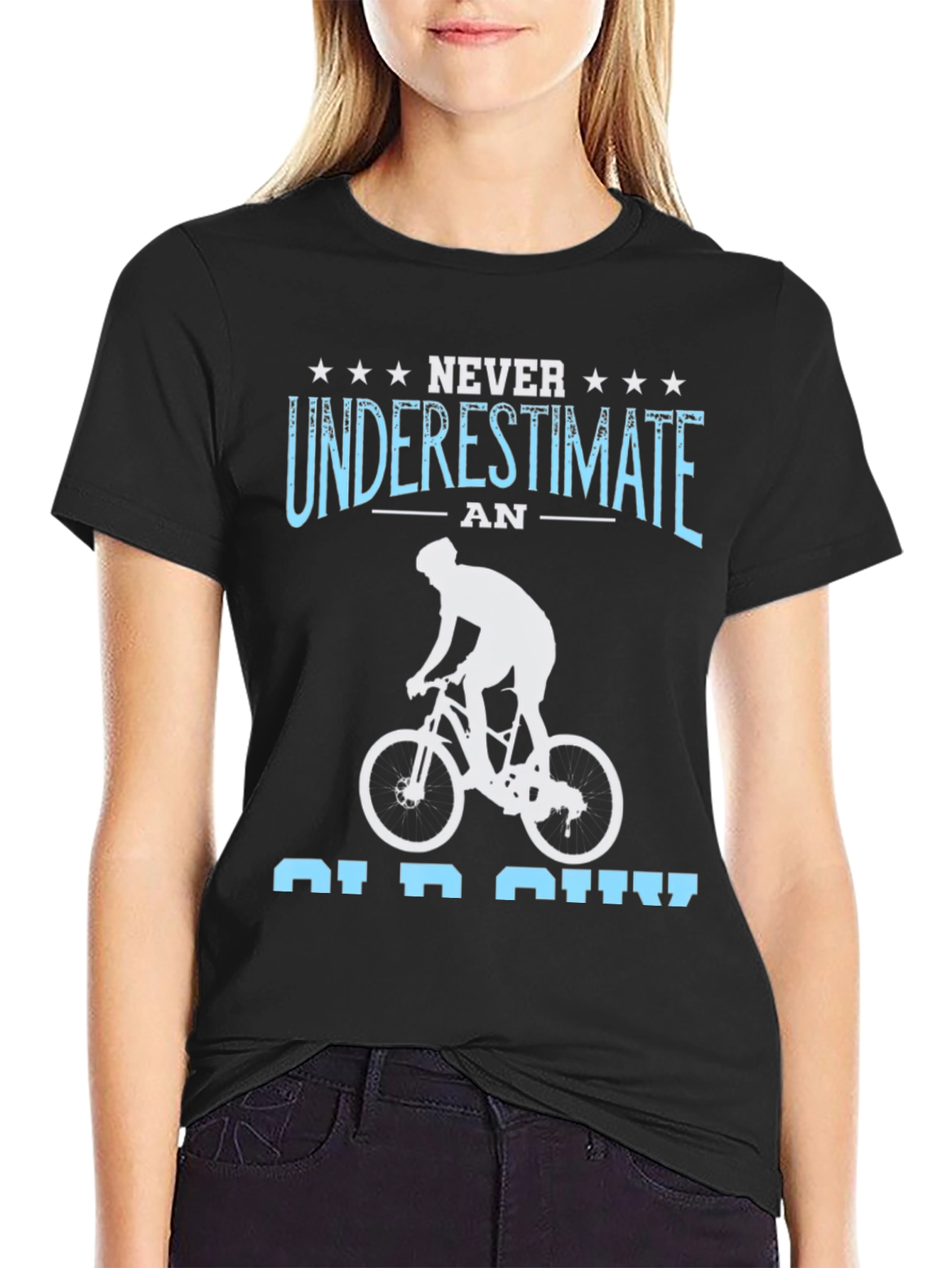 Black Never Underestimate An Old Guy Cycling T-Shirt view 2