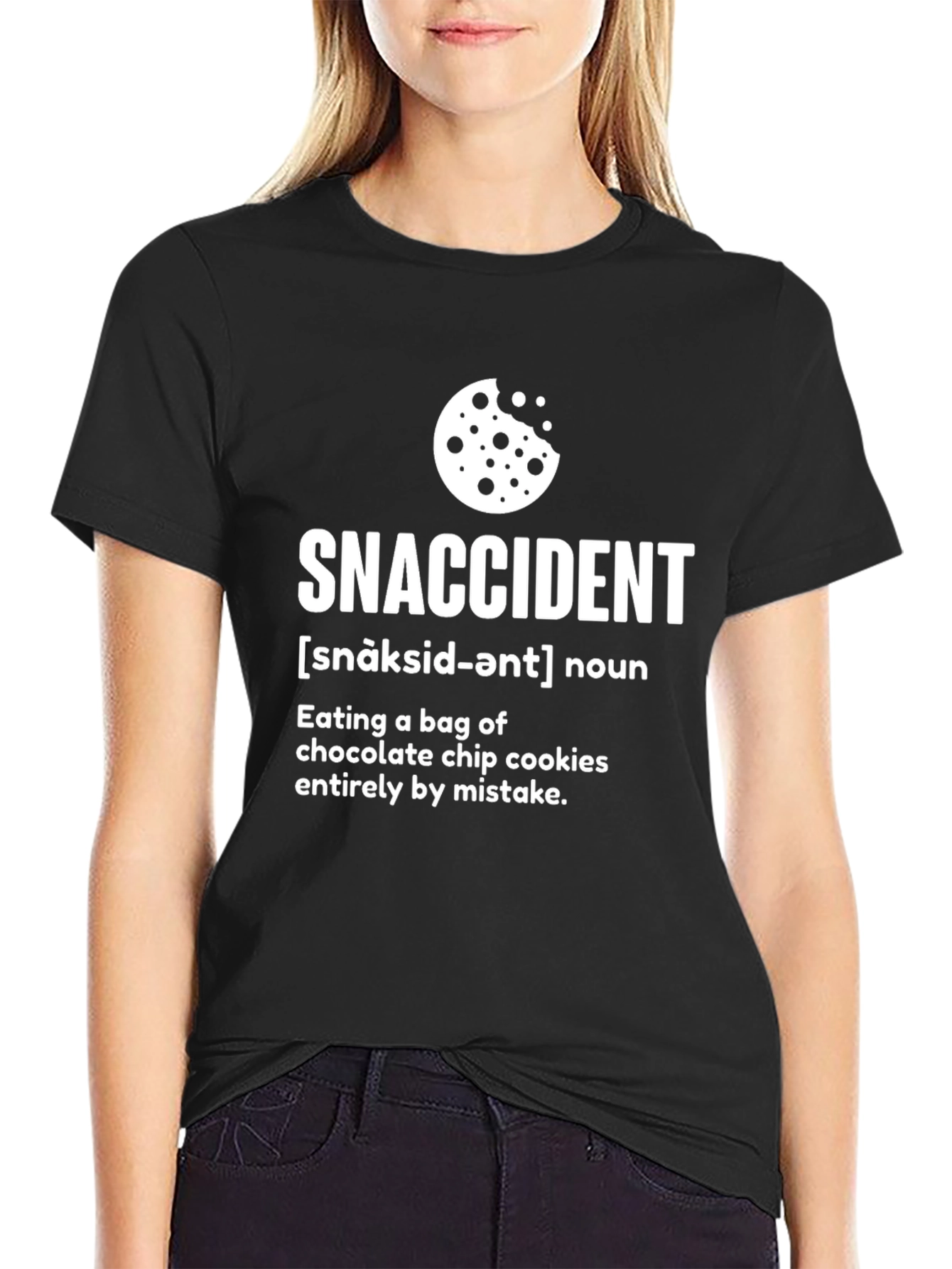 Black Snaccident T-Shirt - Cookie Lover's Funny Tee view 2