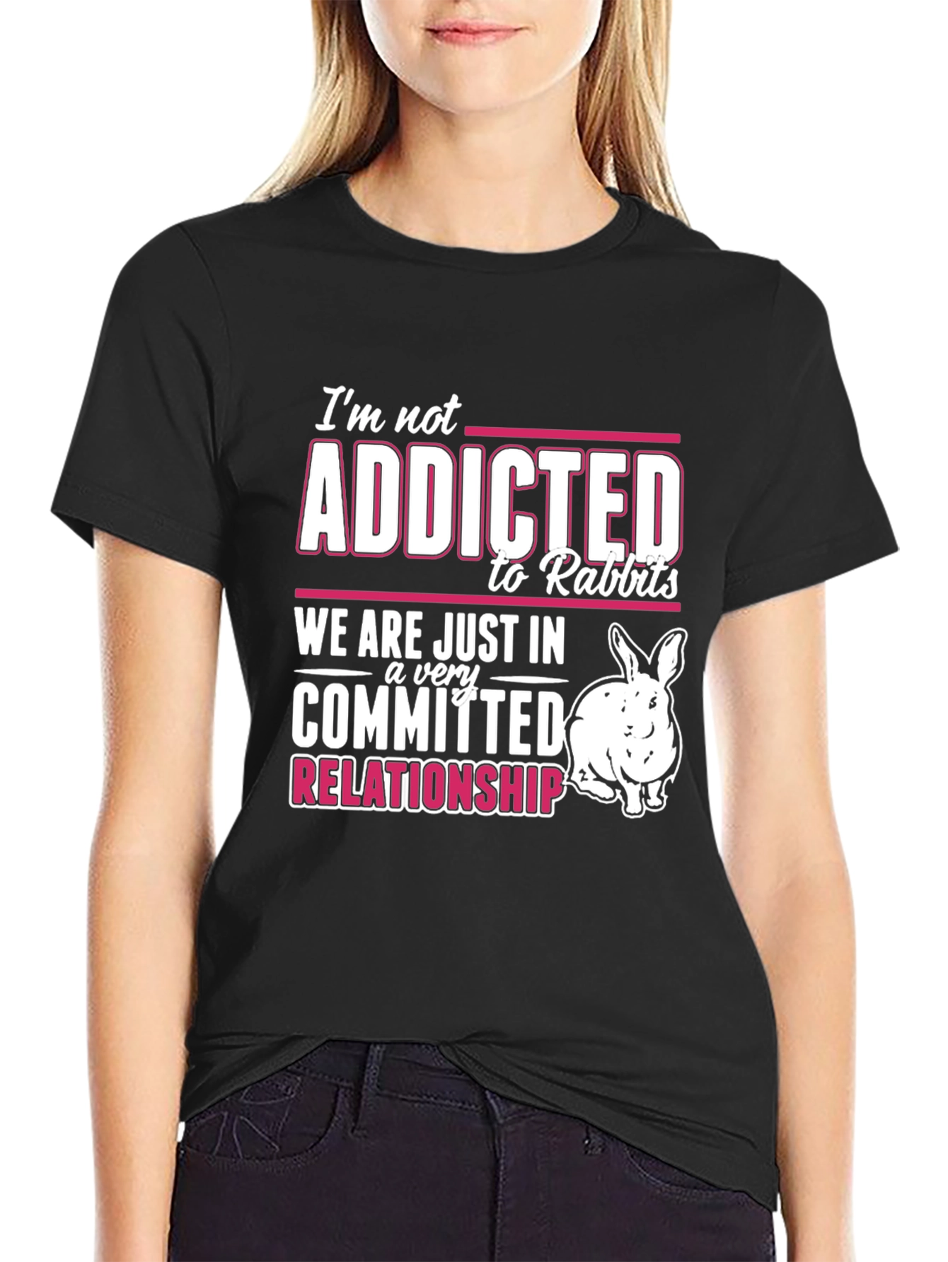 Black Rabbit Lover T-Shirt: I'm Not Addicted! view 2