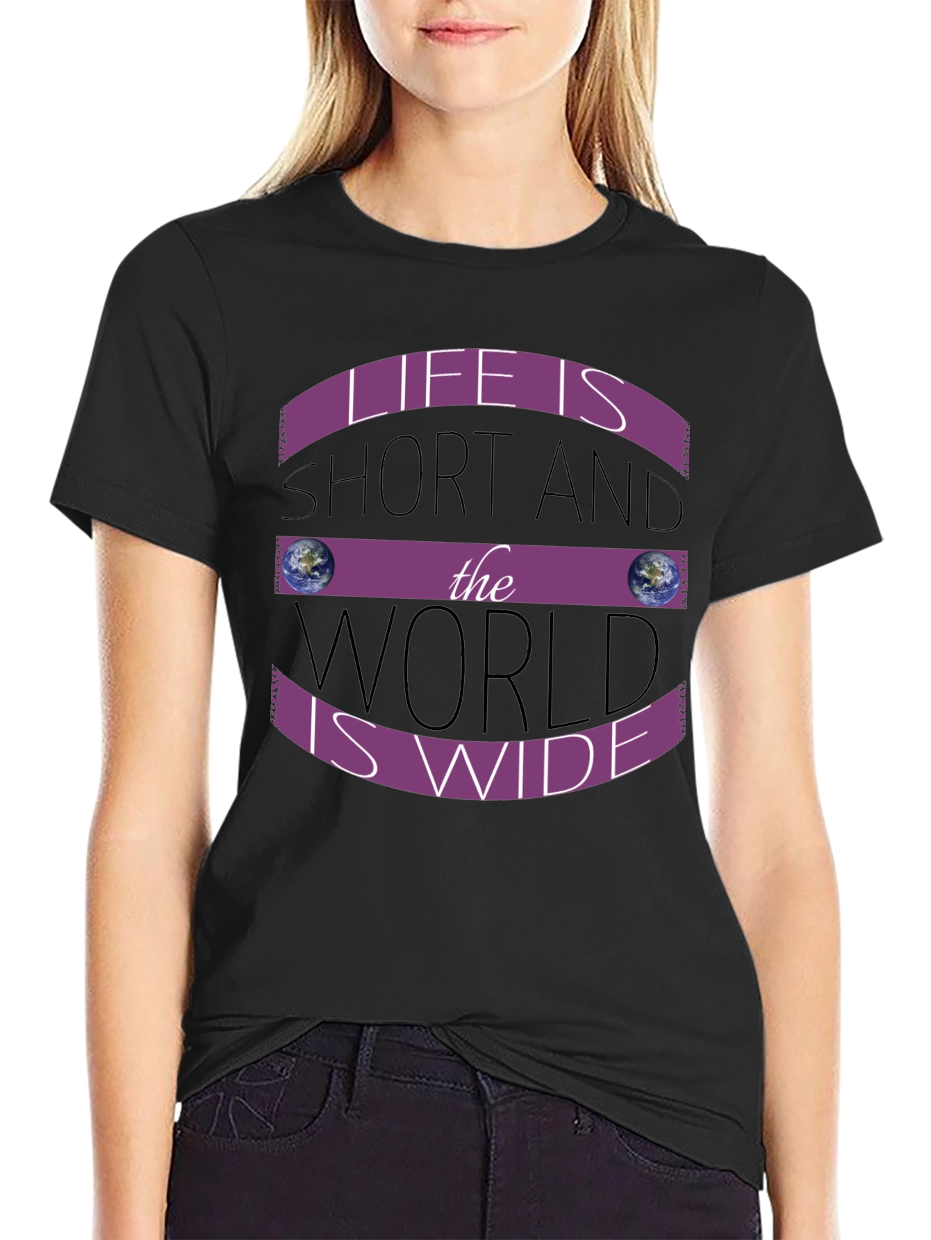 Black Life is Short World is Wide T-Shirt view 2