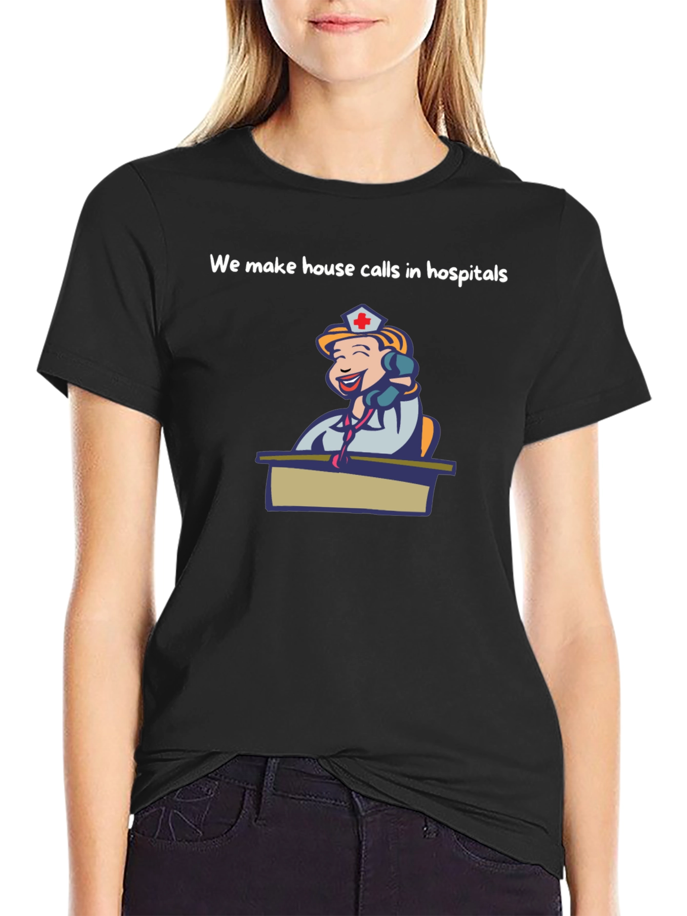 Humorous Nurse T-Shirt - "House Calls in Hospitals" - 2